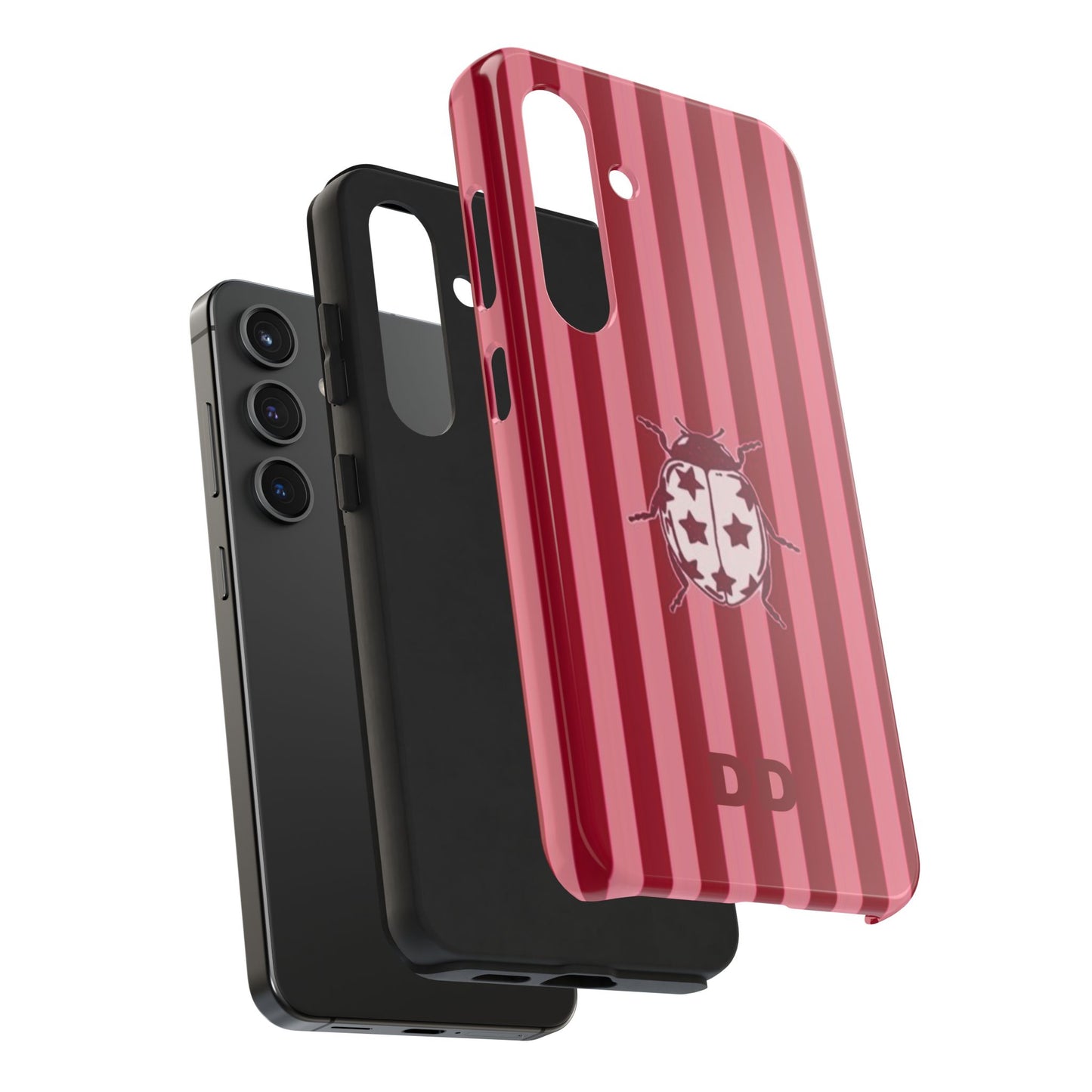 Ladybug Phone Case in Red & Pink Stripe