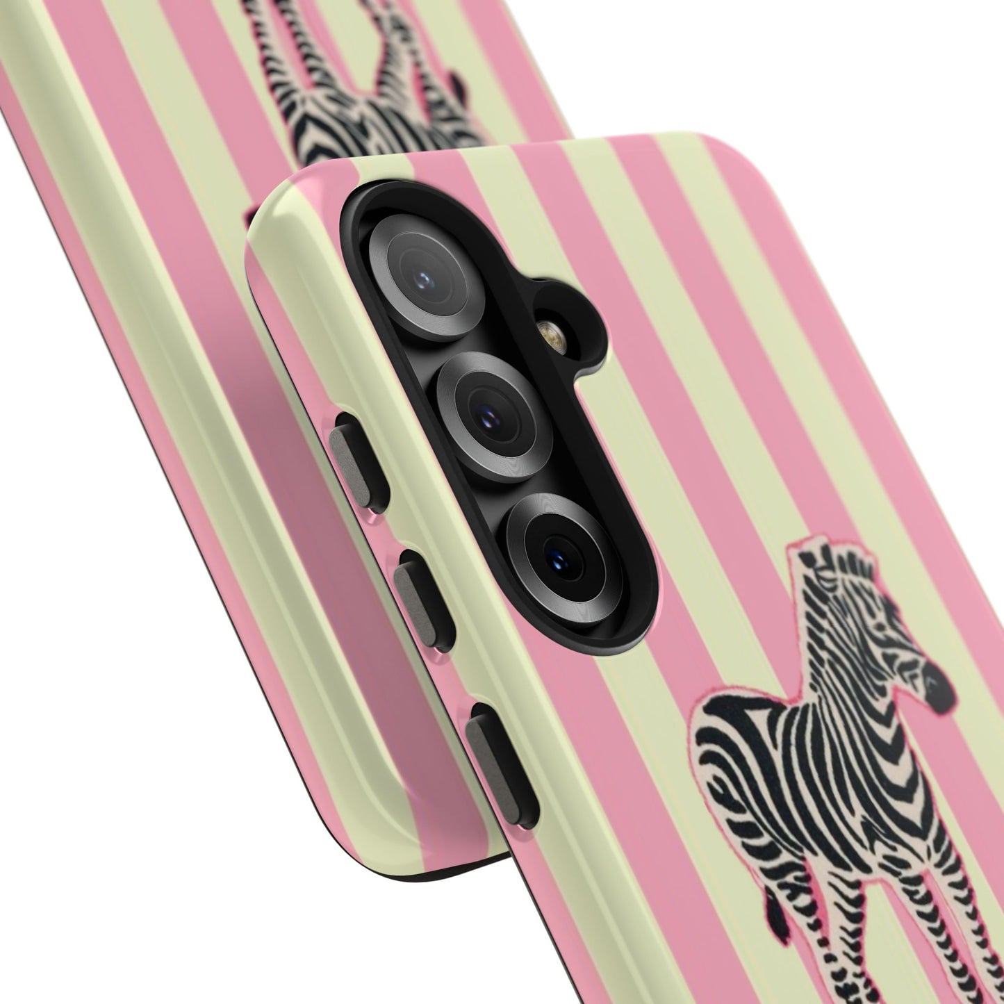 Zebra Phone Case in Pink & Crème Stripe