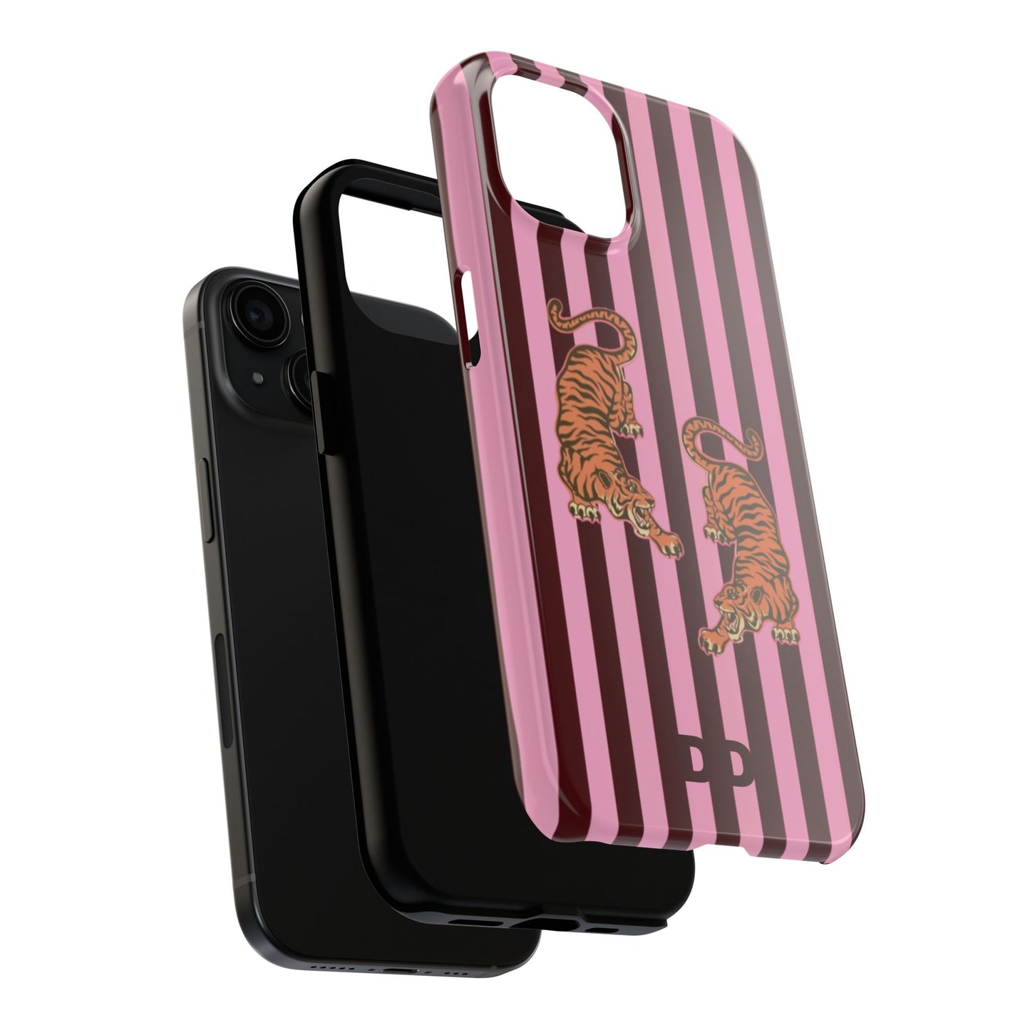Tigress Phone Case in Burgundy & Pink