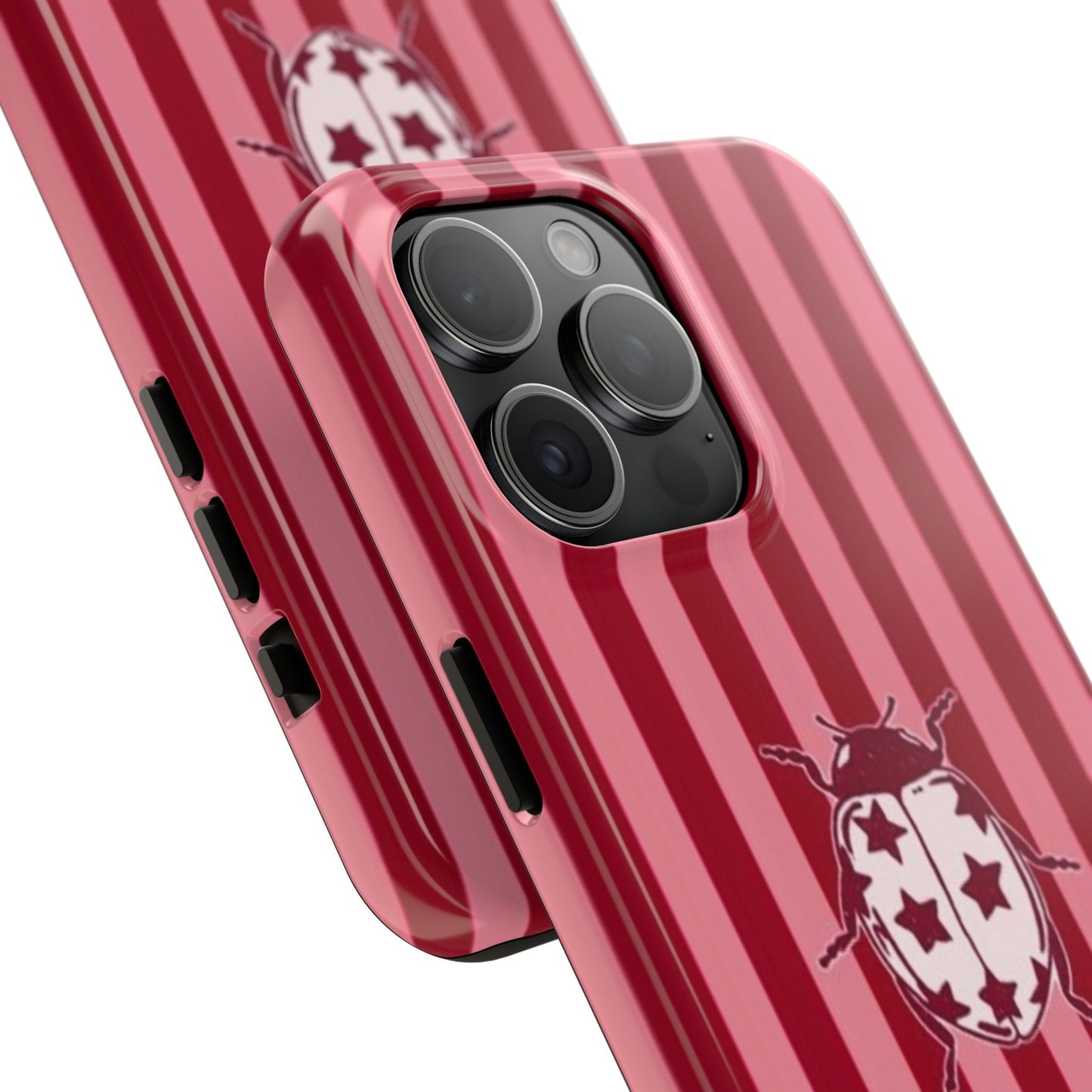 Ladybug Phone Case in Red & Pink Stripe
