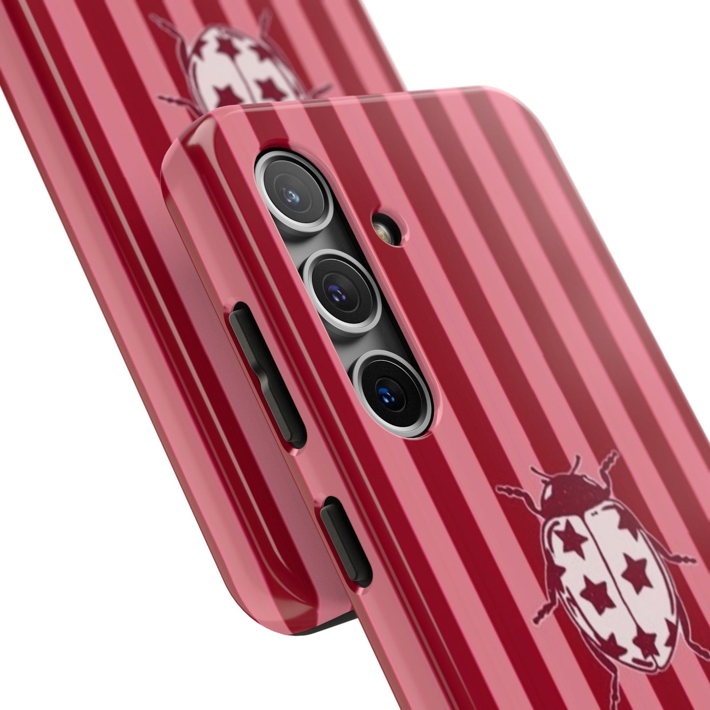 Ladybug Phone Case in Red & Pink Stripe