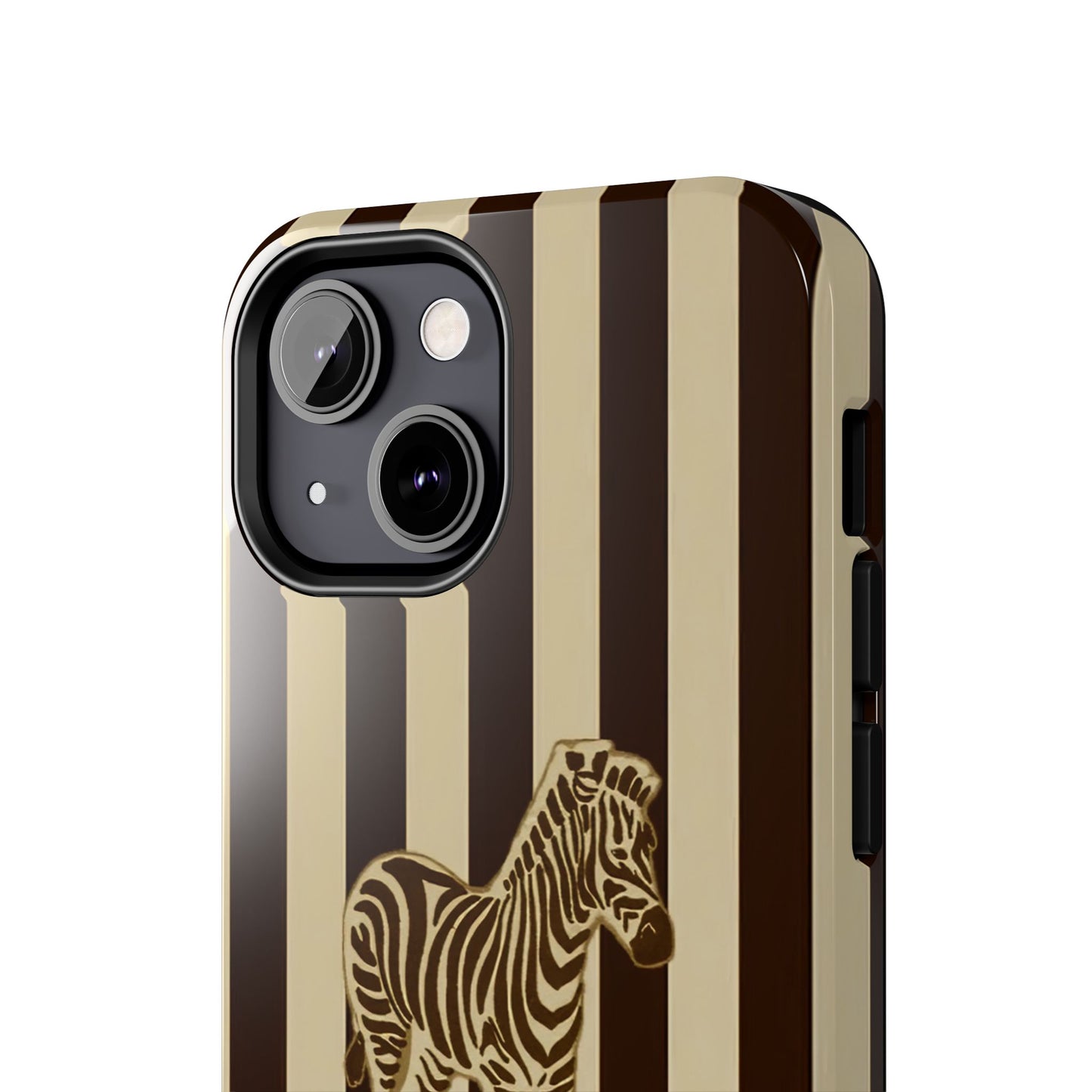 Zebra Phone Case in Charcoal & Crème Stripe