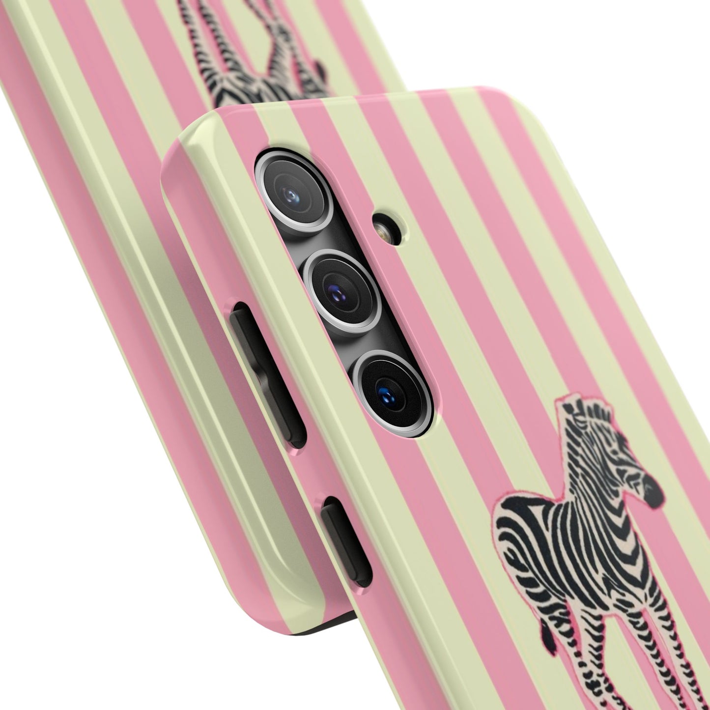 Zebra Phone Case in Pink & Crème Stripe