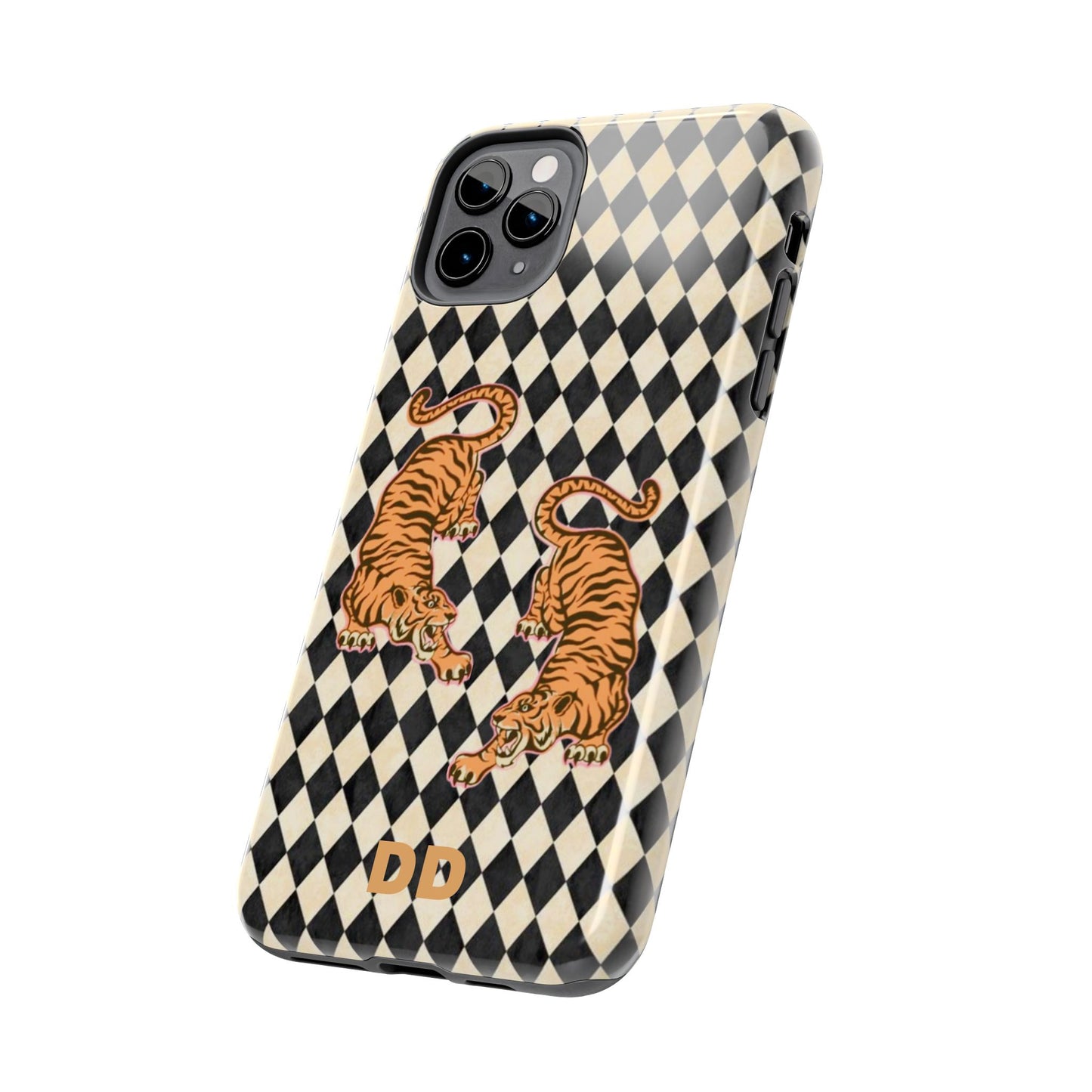 Tigress Phone Case in Black & White Diamonds