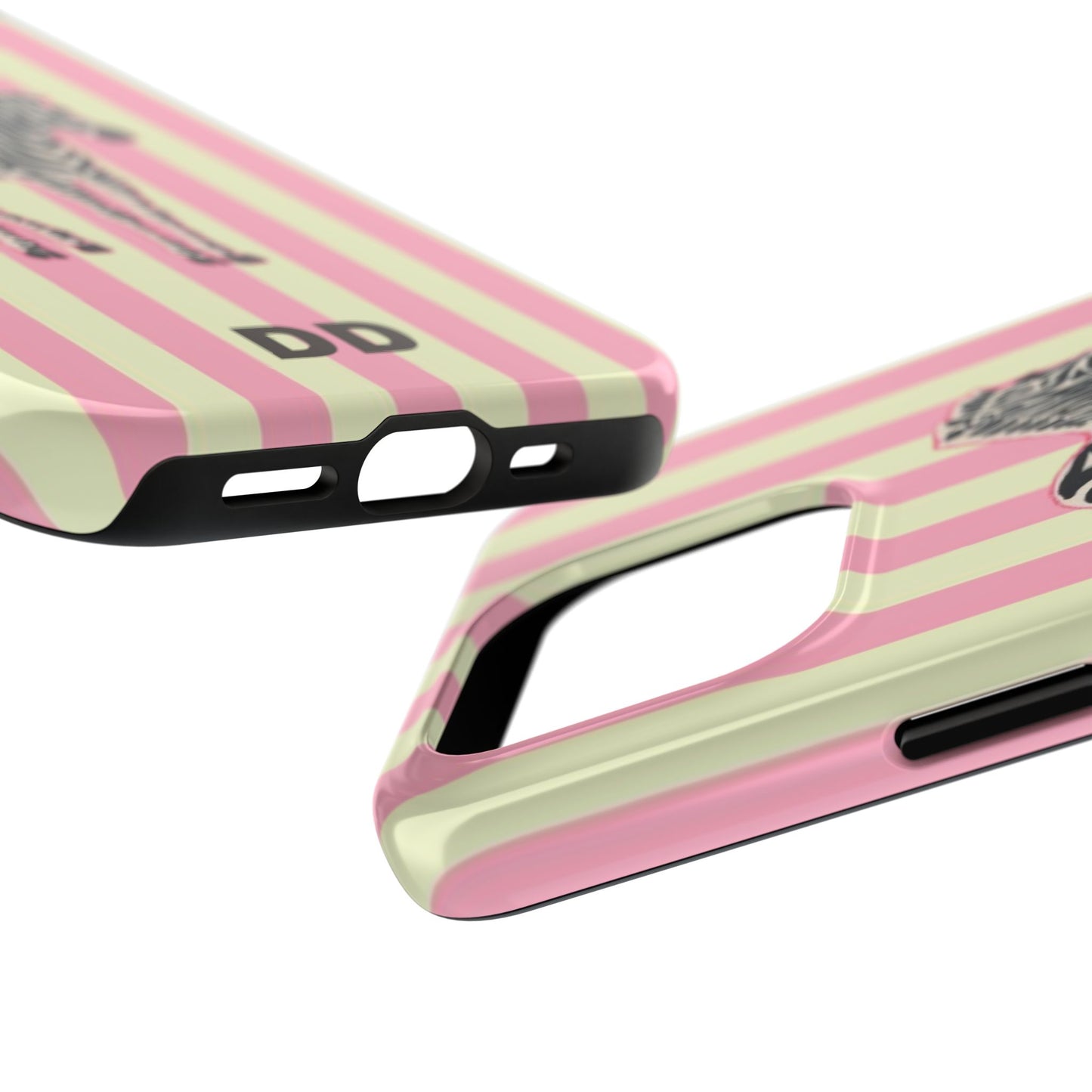 Zebra Phone Case in Pink & Crème Stripe