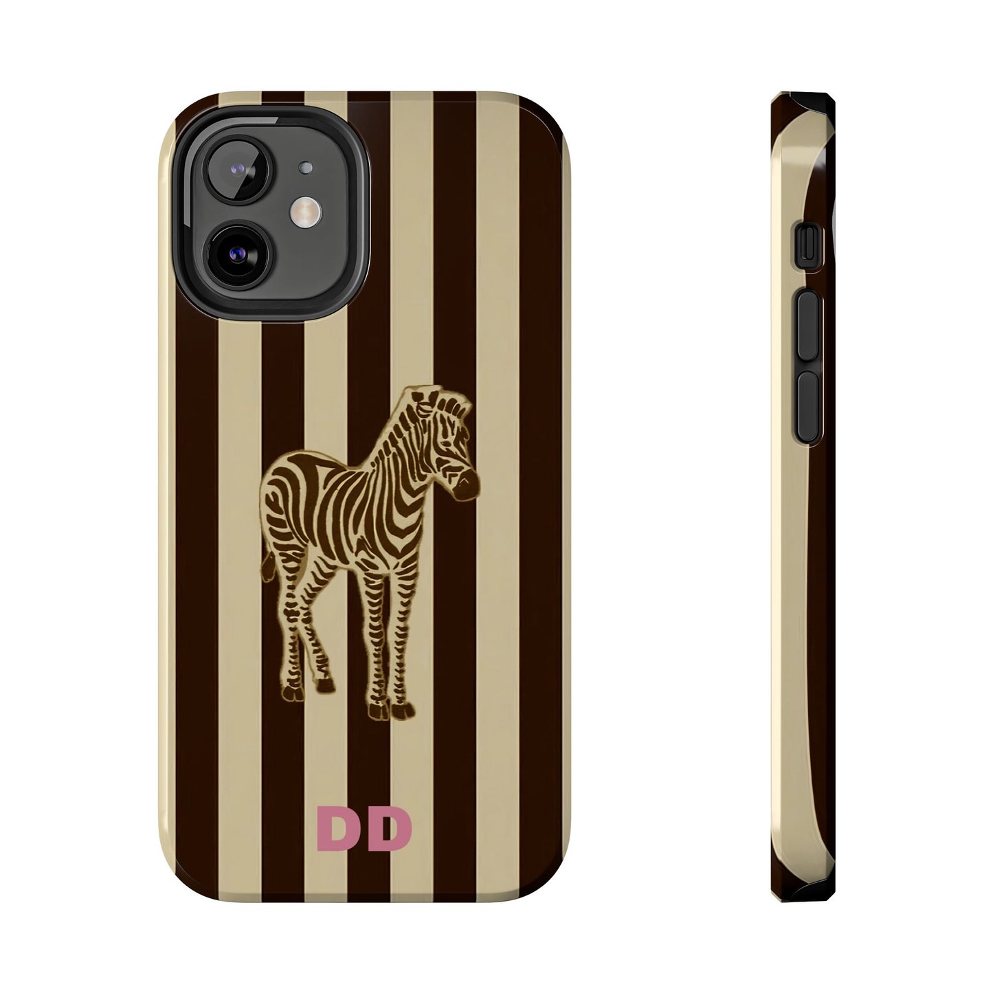 Zebra Phone Case in Charcoal & Crème Stripe
