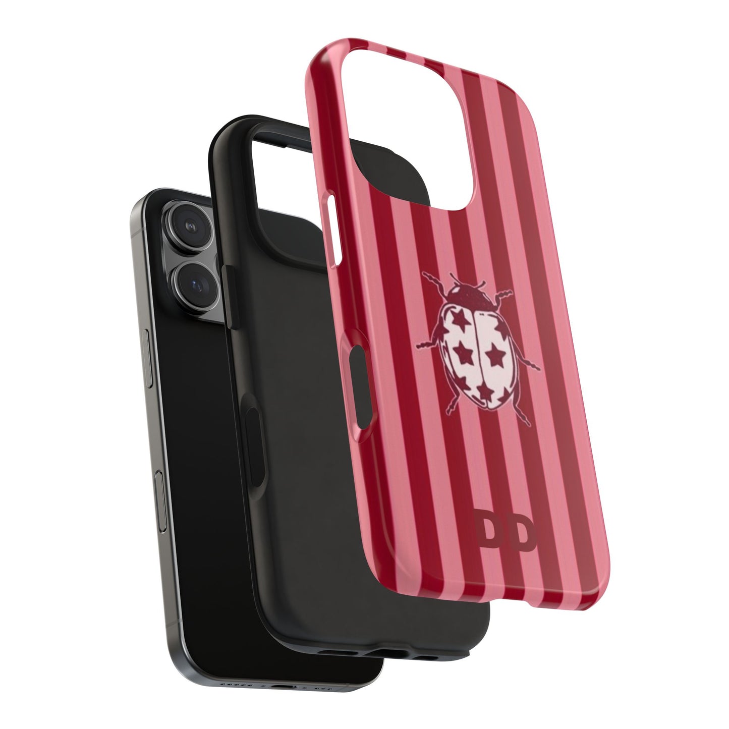 Ladybug Phone Case in Red & Pink Stripe