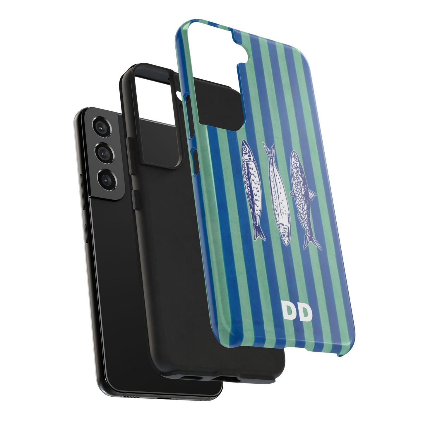 Sardine Phone Case in Turquoise & Blue Stripe