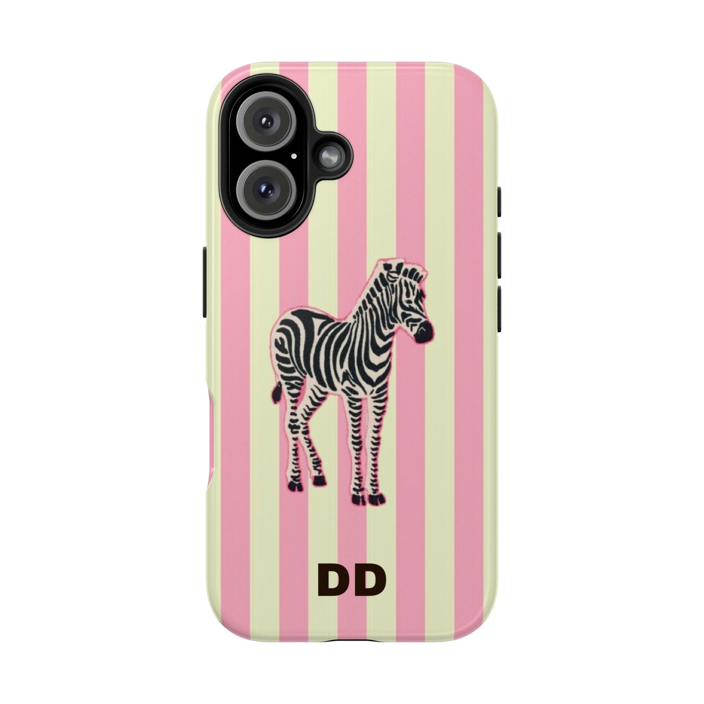 Zebra Phone Case in Pink & Crème Stripe