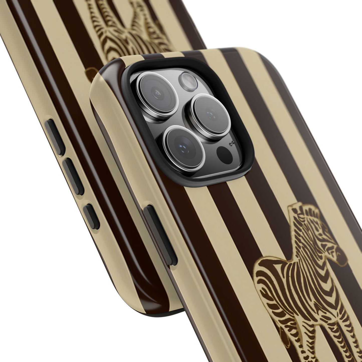 Zebra Phone Case in Charcoal & Crème Stripe