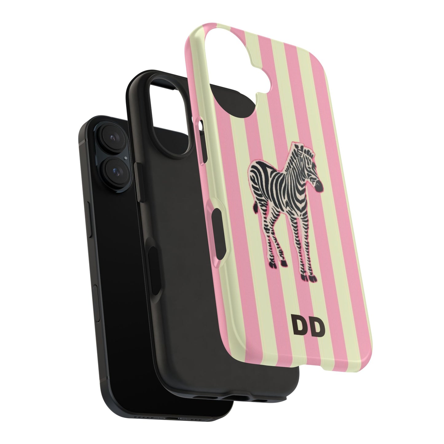 Zebra Phone Case in Pink & Crème Stripe
