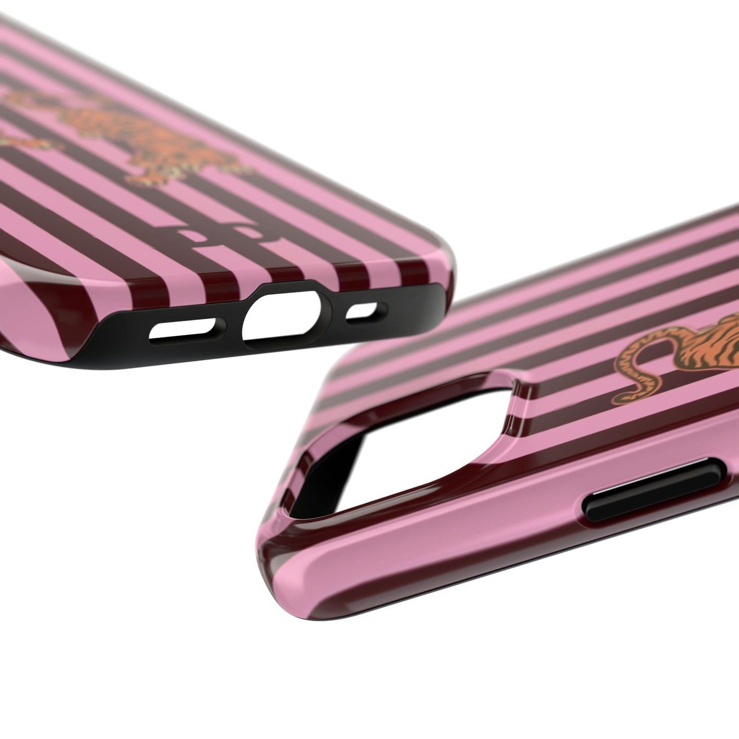 Tigress Phone Case in Burgundy & Pink