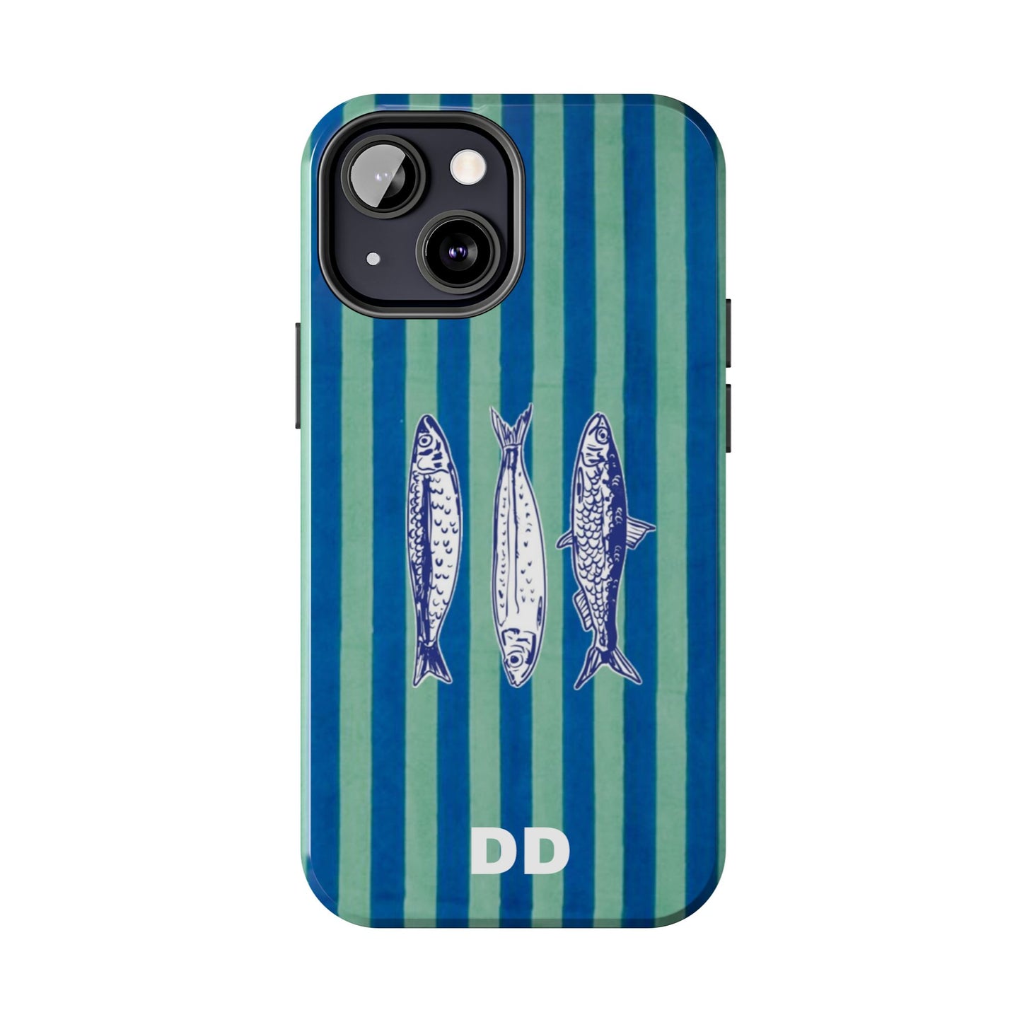 Sardine Phone Case in Turquoise & Blue Stripe