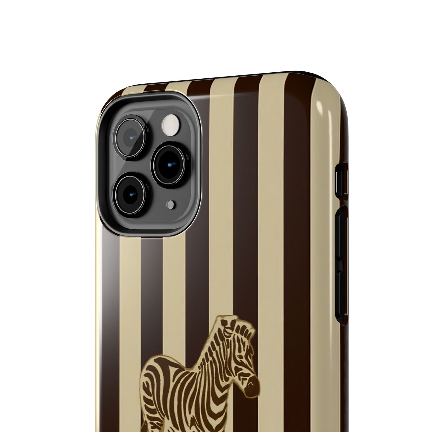 Zebra Phone Case in Chestnut & Crème Stripe