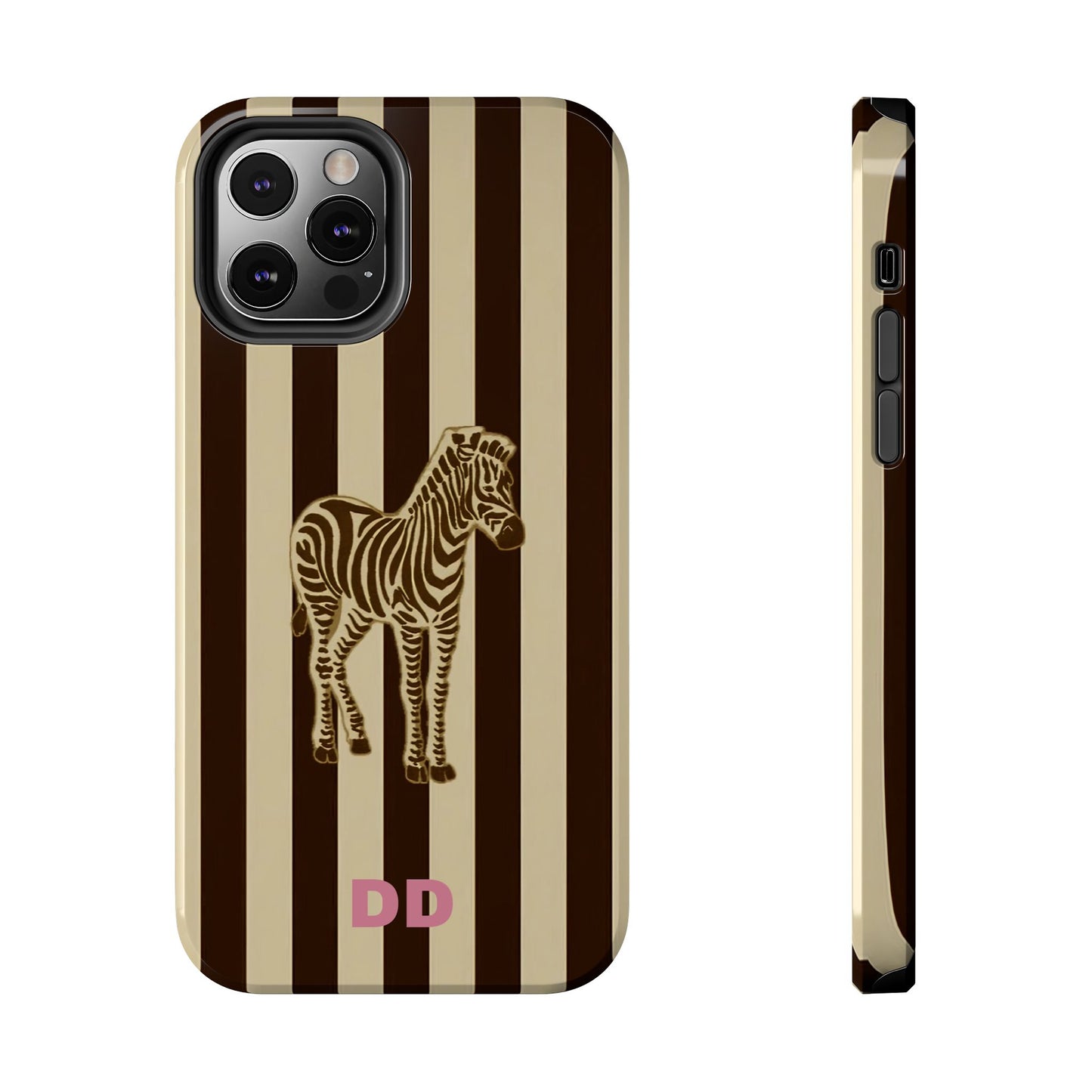 Zebra Phone Case in Charcoal & Crème Stripe