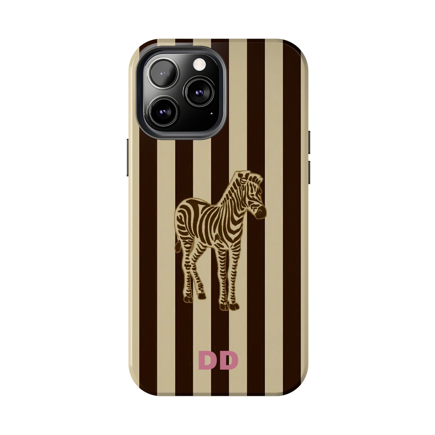 Zebra Phone Case in Charcoal & Crème Stripe