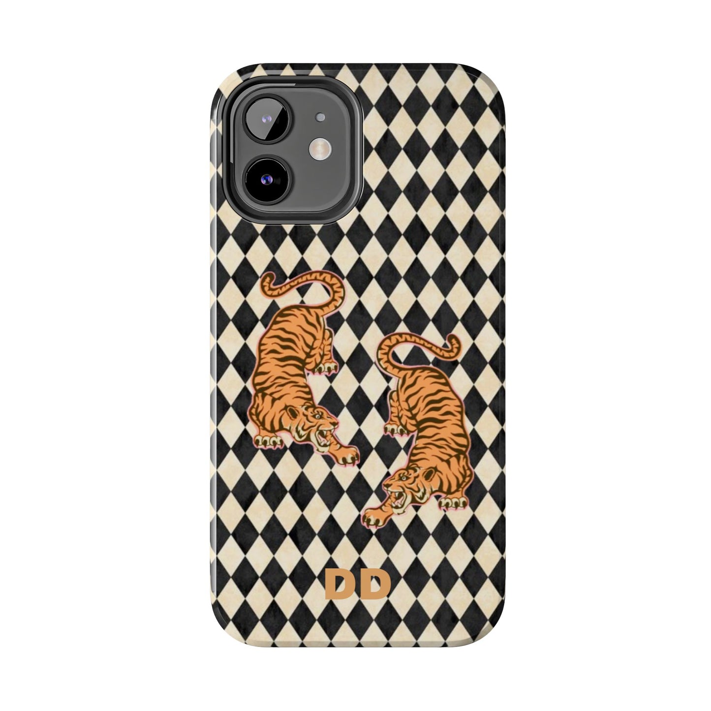 Tigress Phone Case in Black & White Diamonds