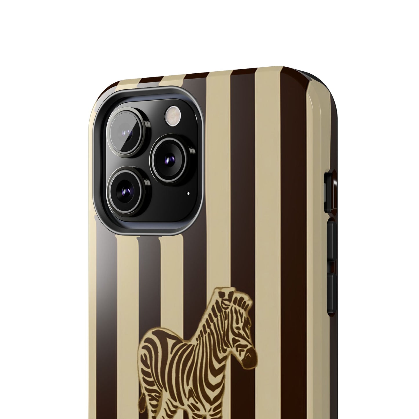 Zebra Phone Case in Charcoal & Crème Stripe
