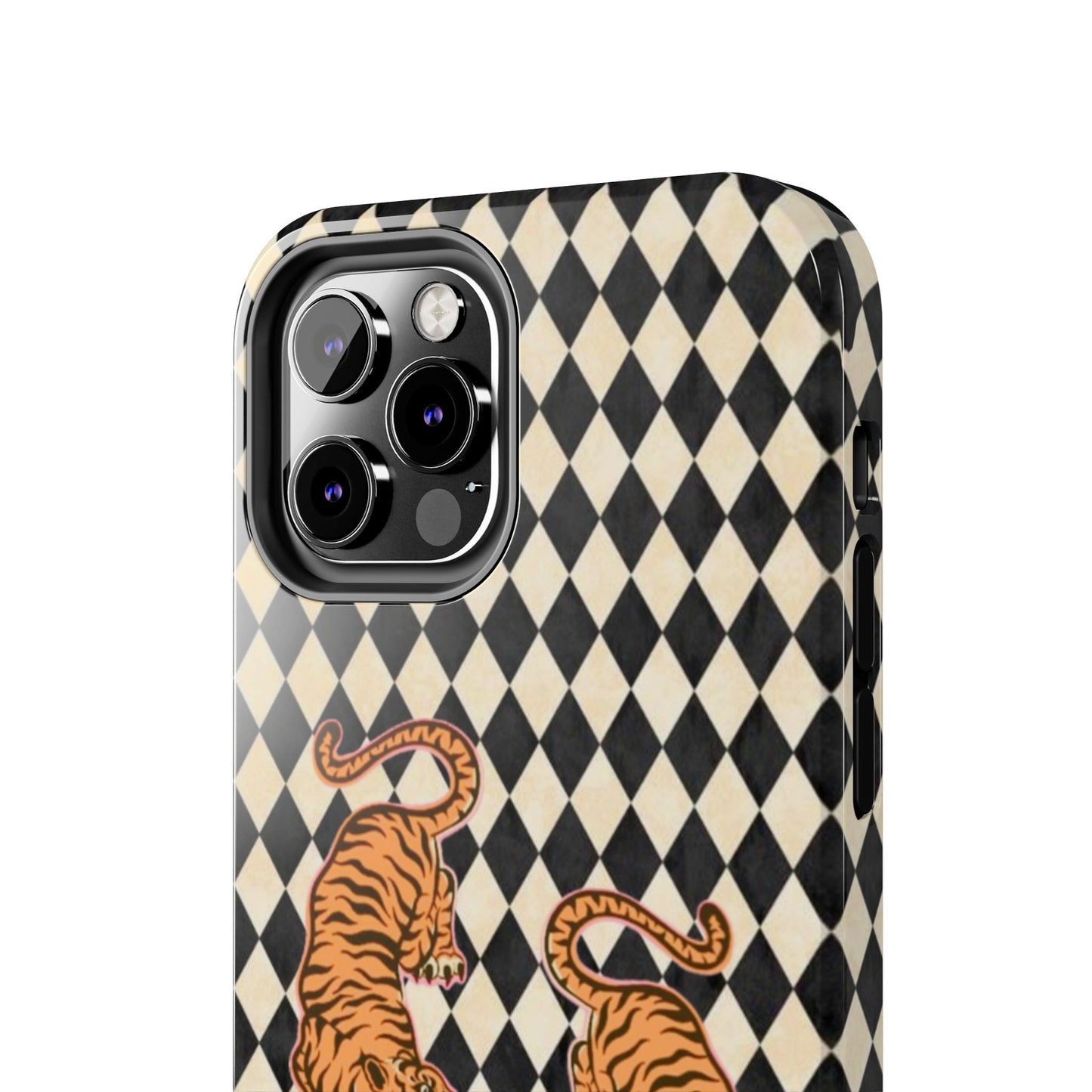 Tigress Phone Case in Black & White Diamonds