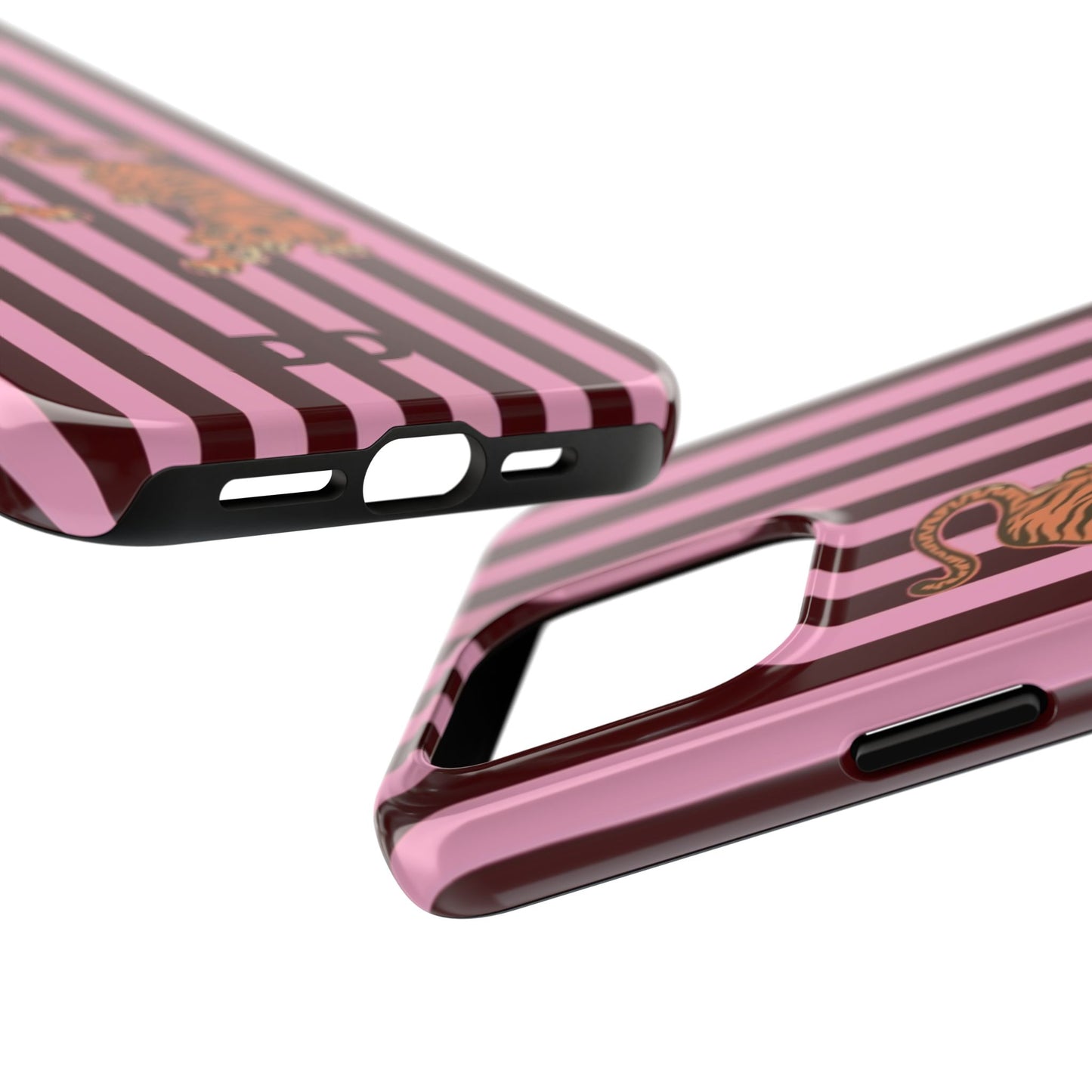Tigress Phone Case in Burgundy & Pink