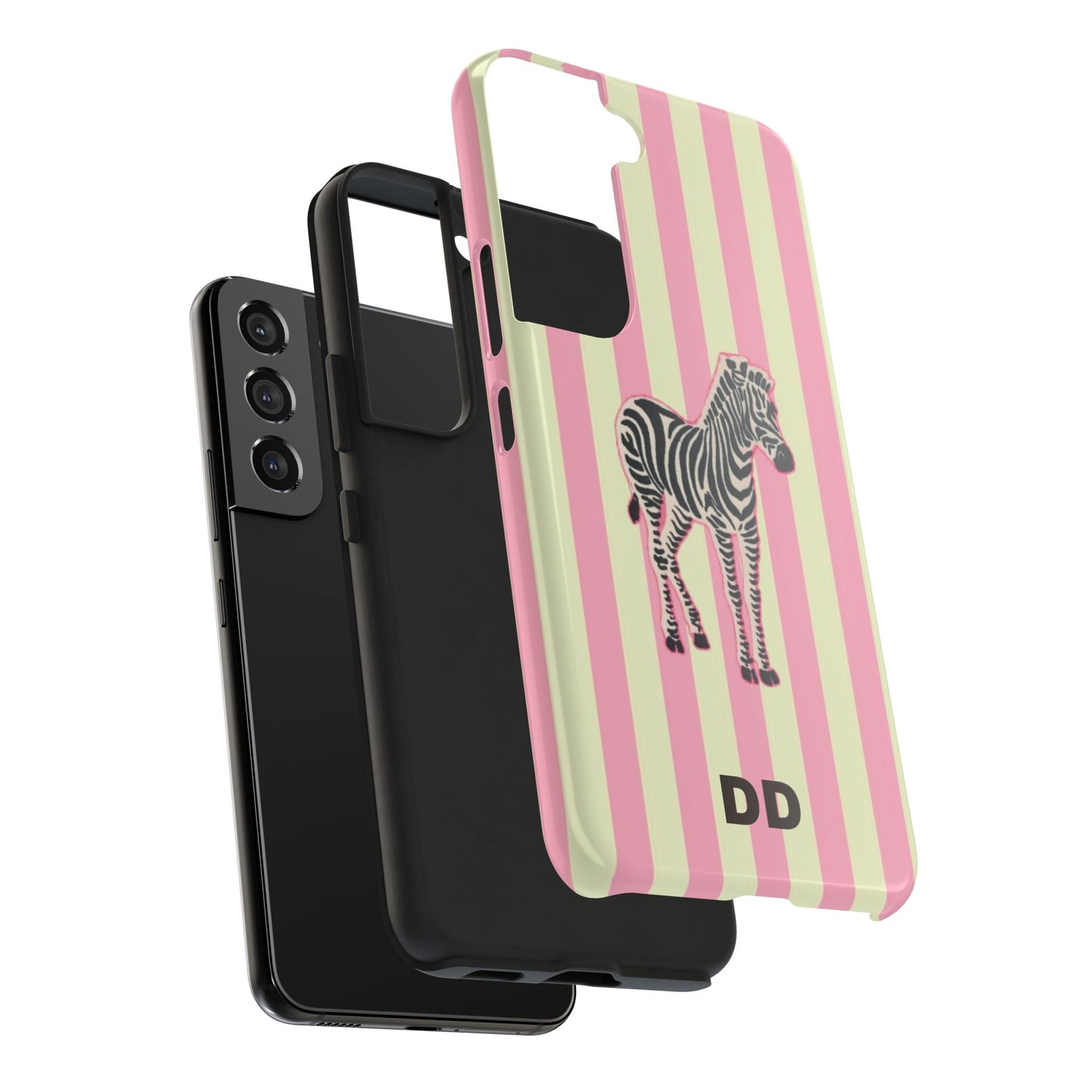 Zebra Phone Case in Pink & Crème Stripe
