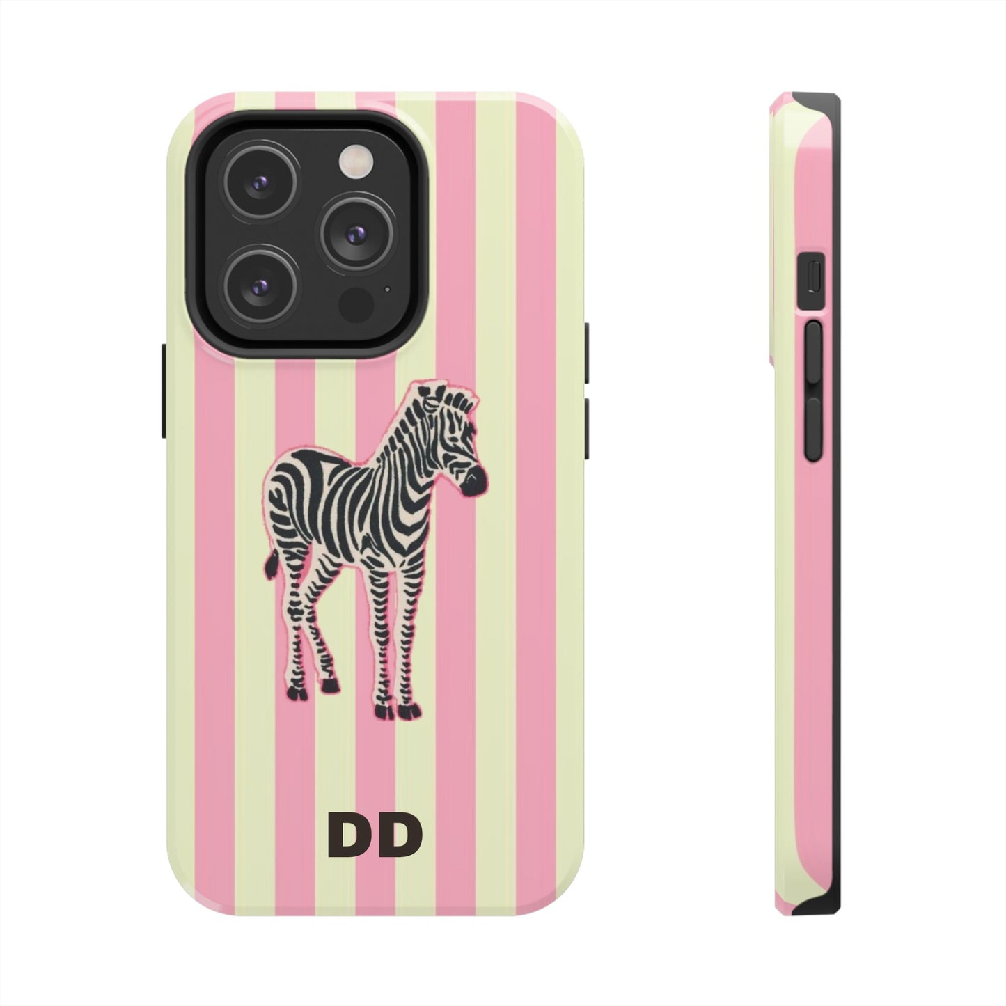 Zebra Phone Case in Pink & Crème Stripe