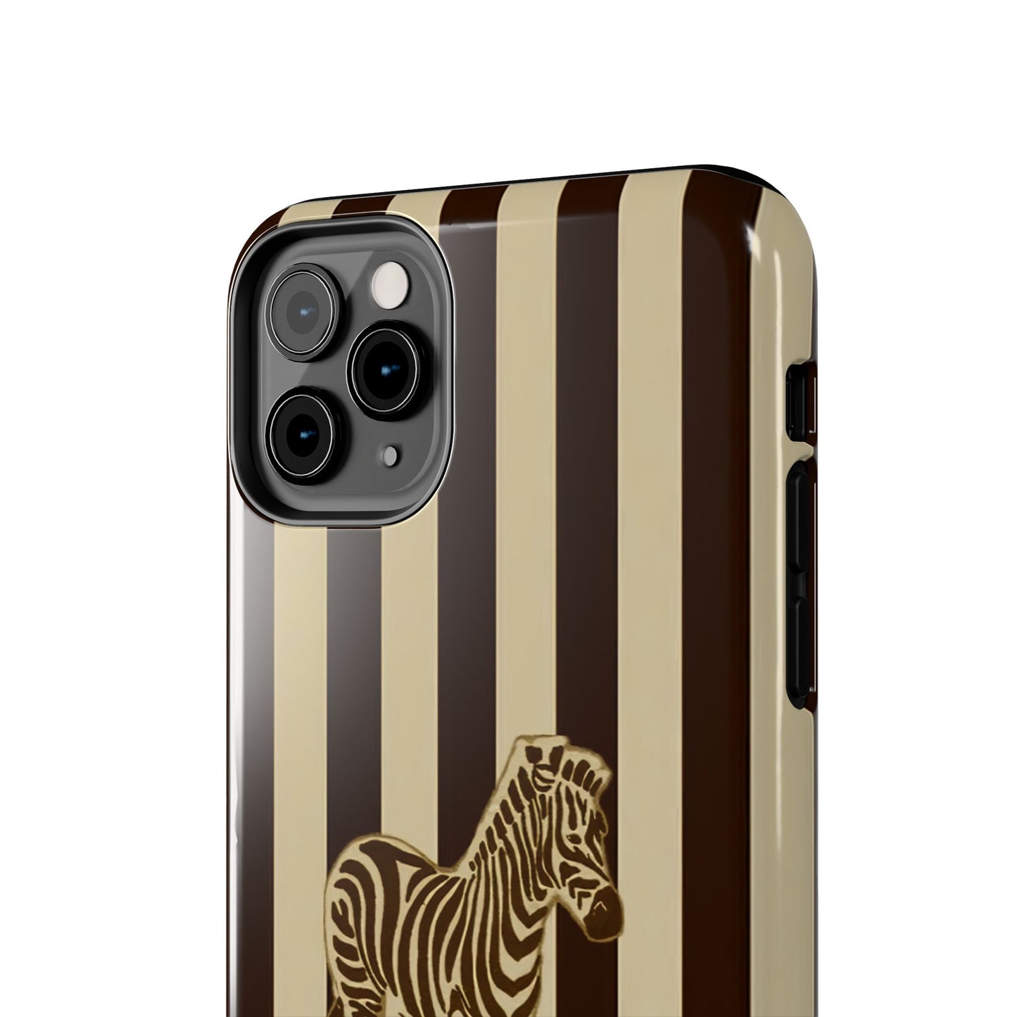 Zebra Phone Case in Chestnut & Crème Stripe