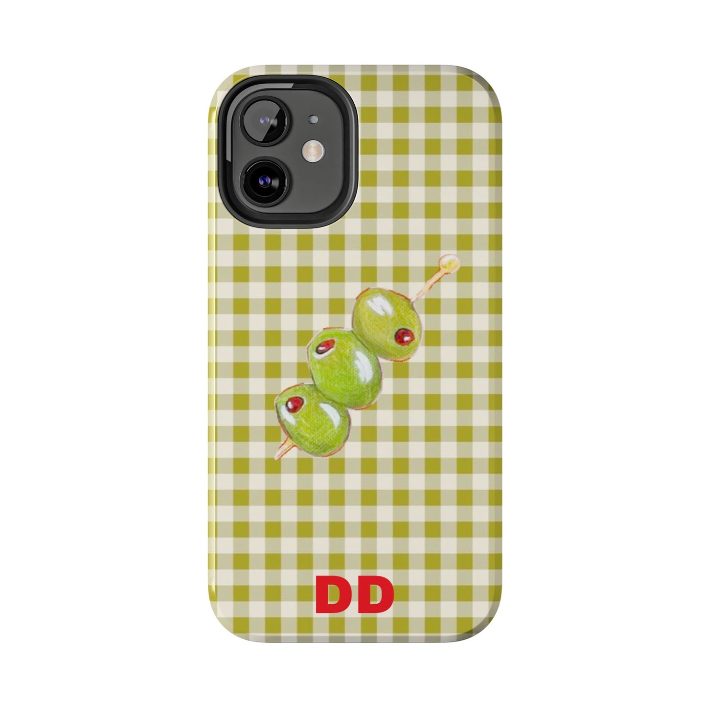 Olive Phone Case in Pear Green Checker