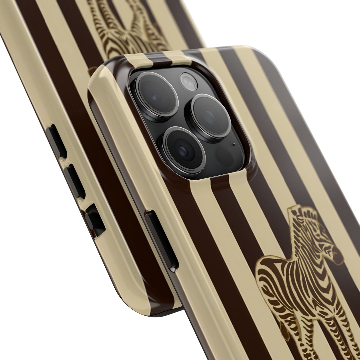 Zebra Phone Case in Charcoal & Crème Stripe