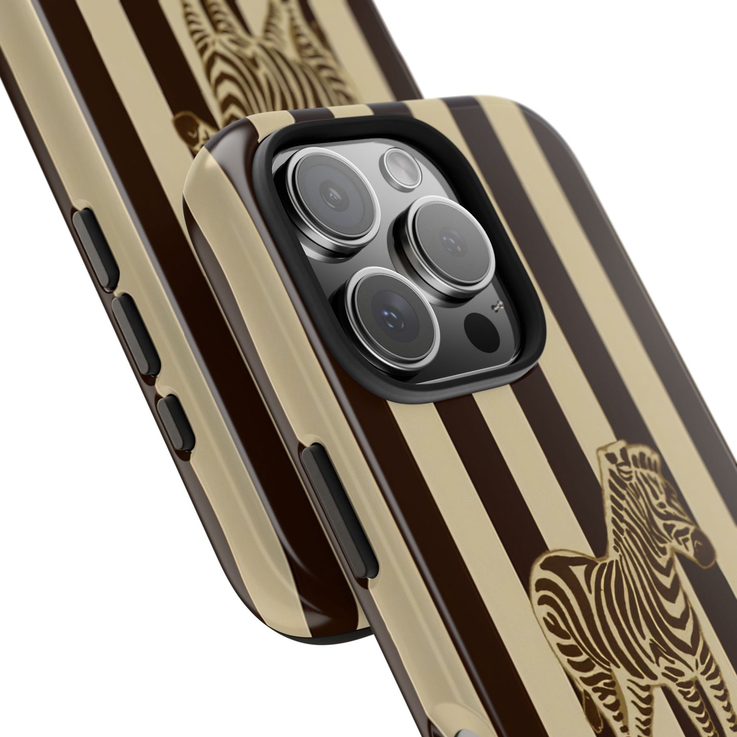 Zebra Phone Case in Chestnut & Crème Stripe