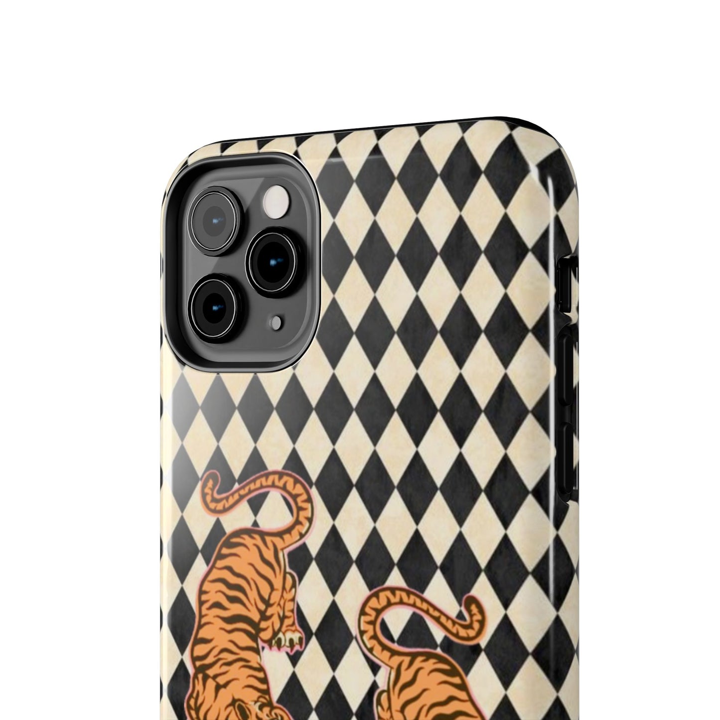 Tigress Phone Case in Black & White Diamonds