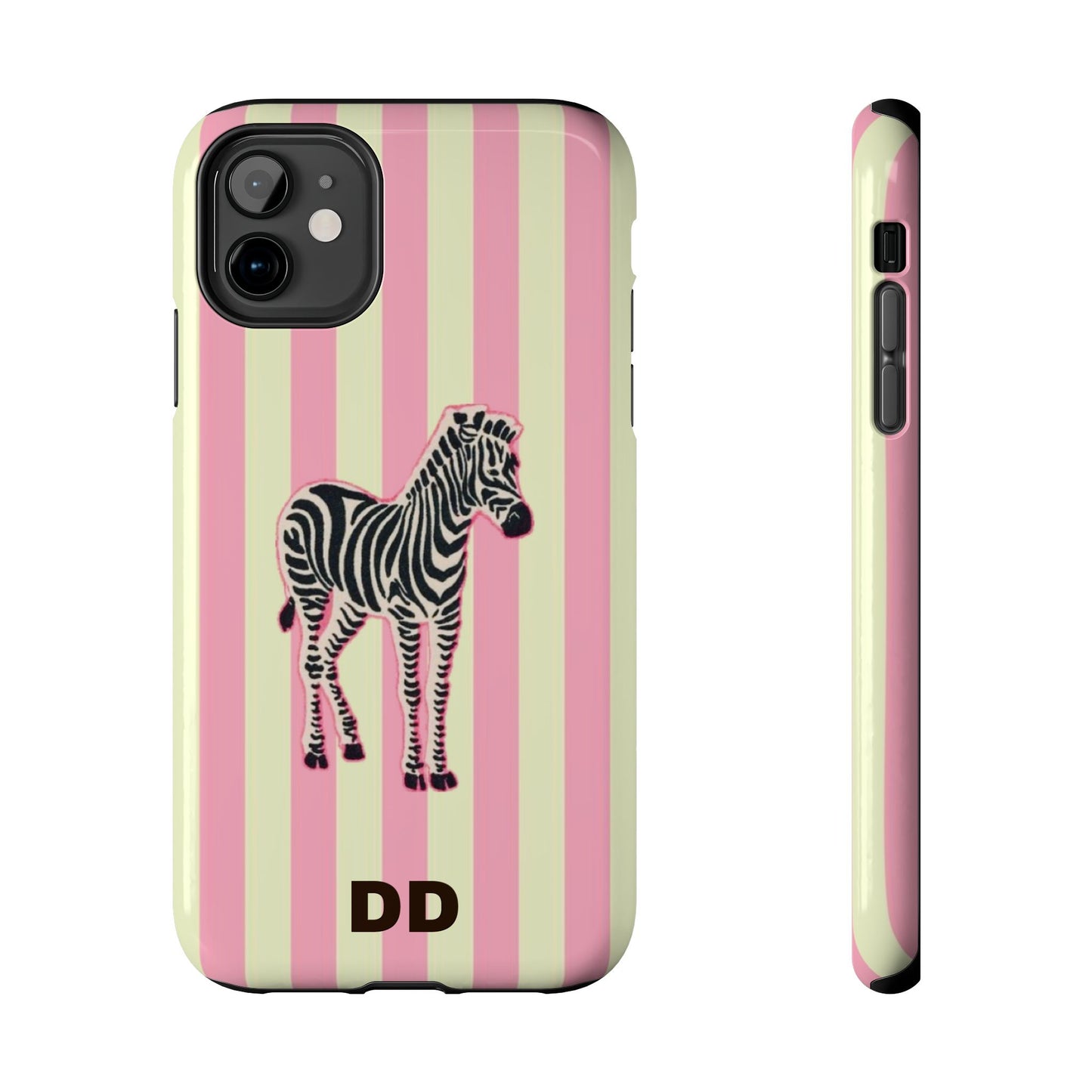 Zebra Phone Case in Pink & Crème Stripe