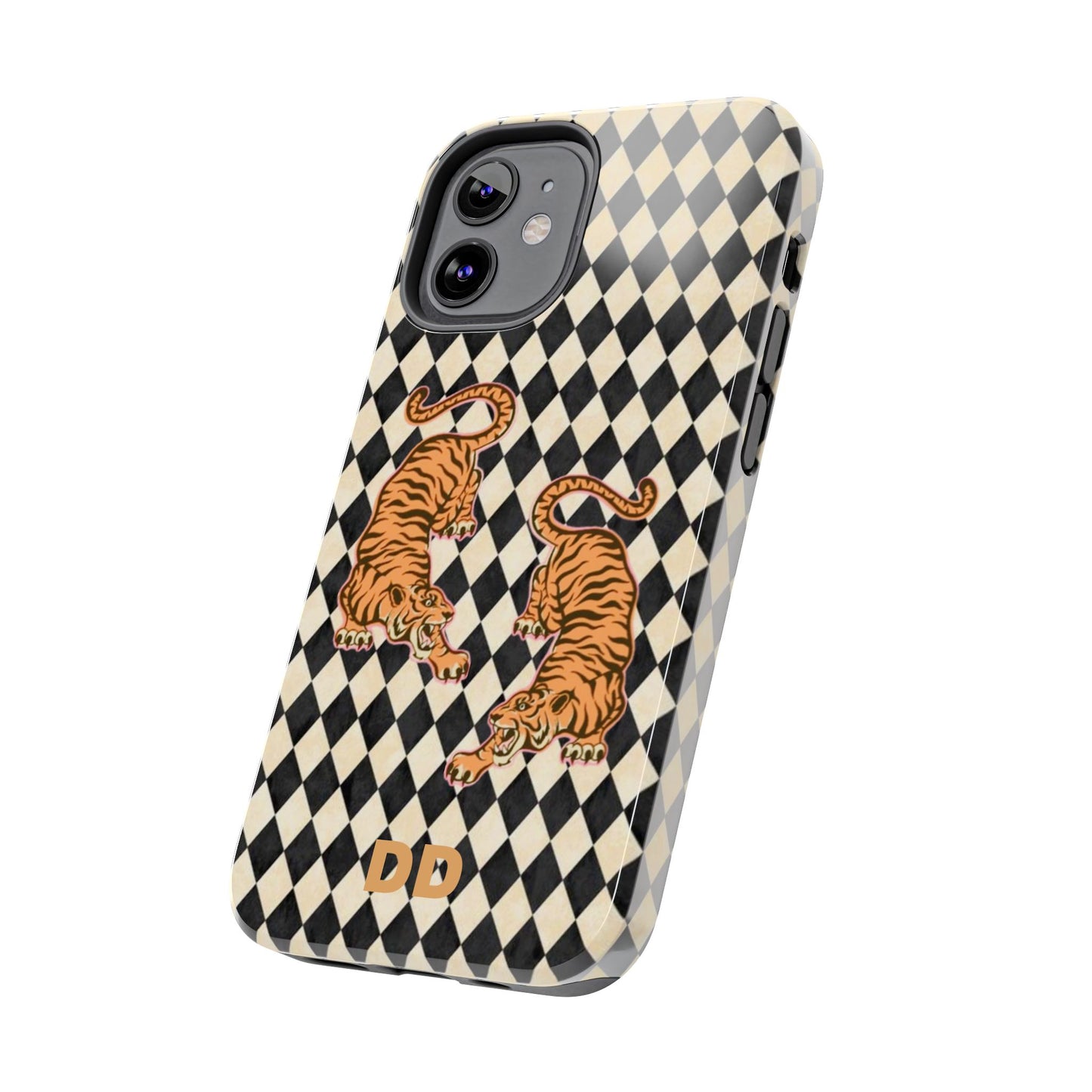 Tigress Phone Case in Black & White Diamonds