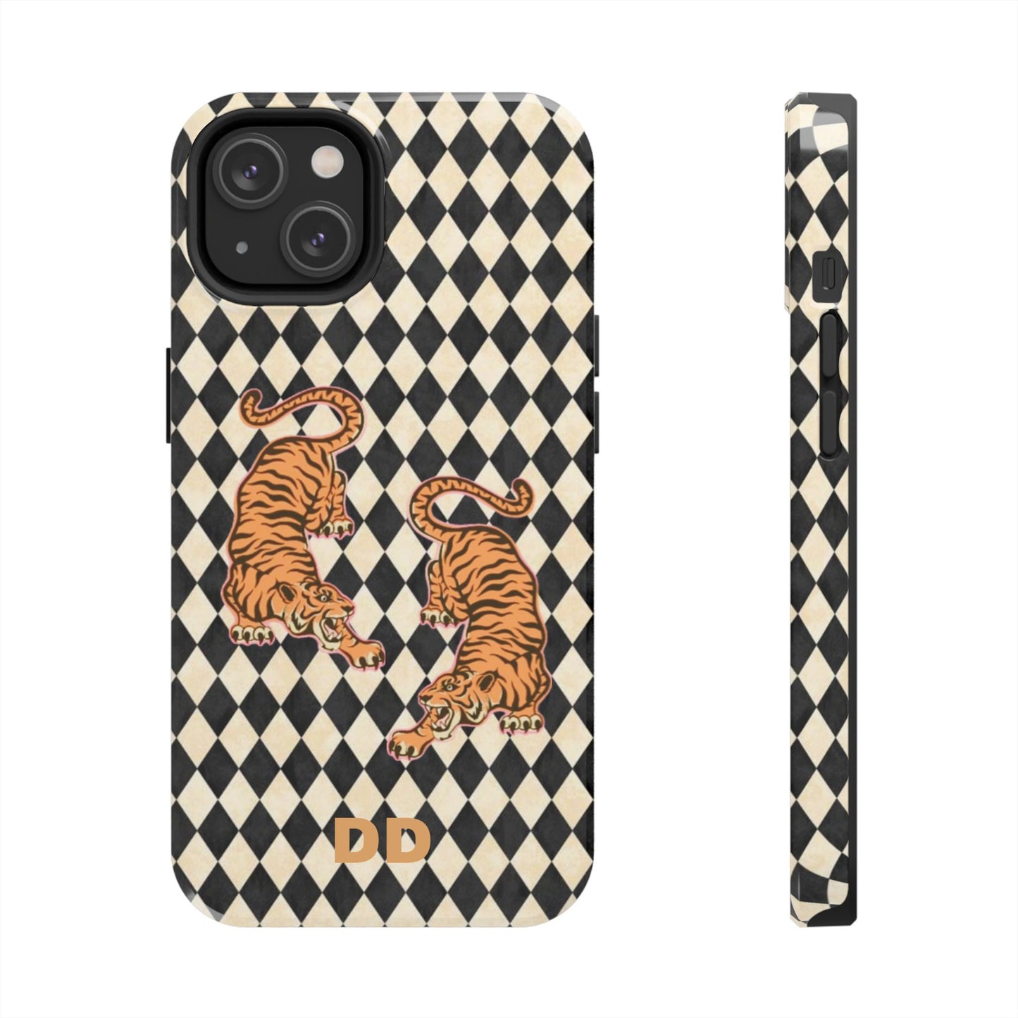 Tigress Phone Case in Black & White Diamonds