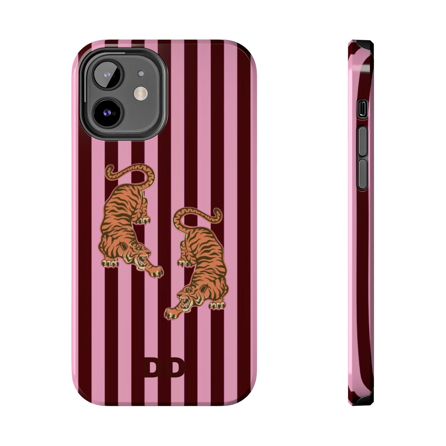 Tigress Phone Case in Burgundy & Pink