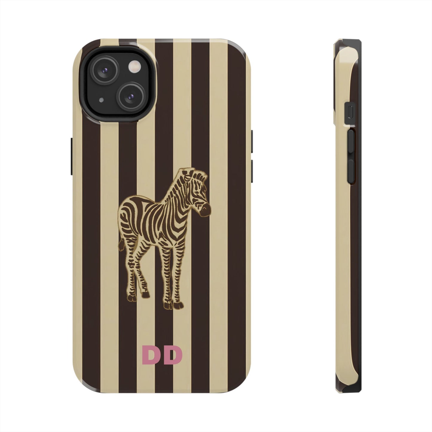Zebra Phone Case in Charcoal & Crème Stripe