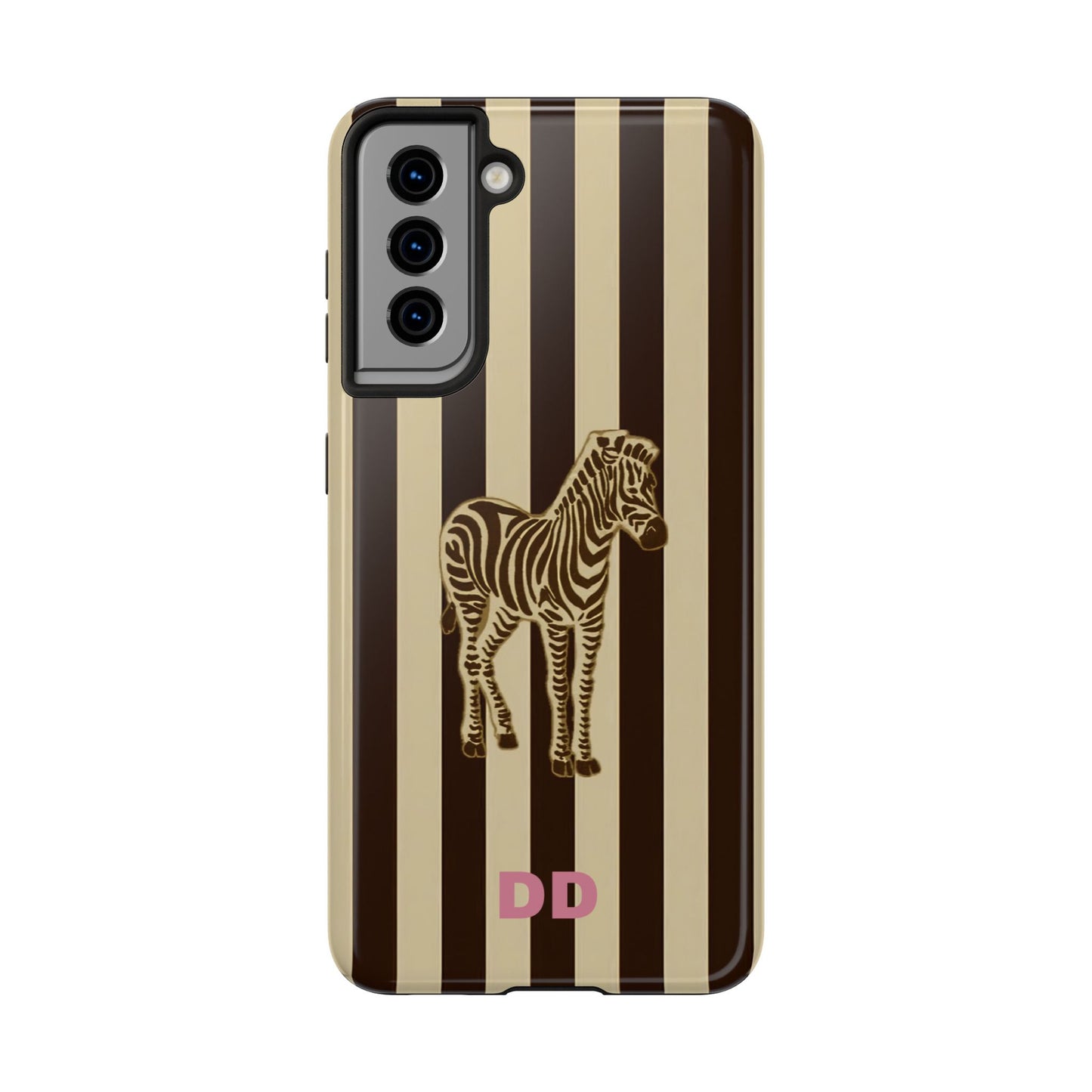 Zebra Phone Case in Charcoal & Crème Stripe