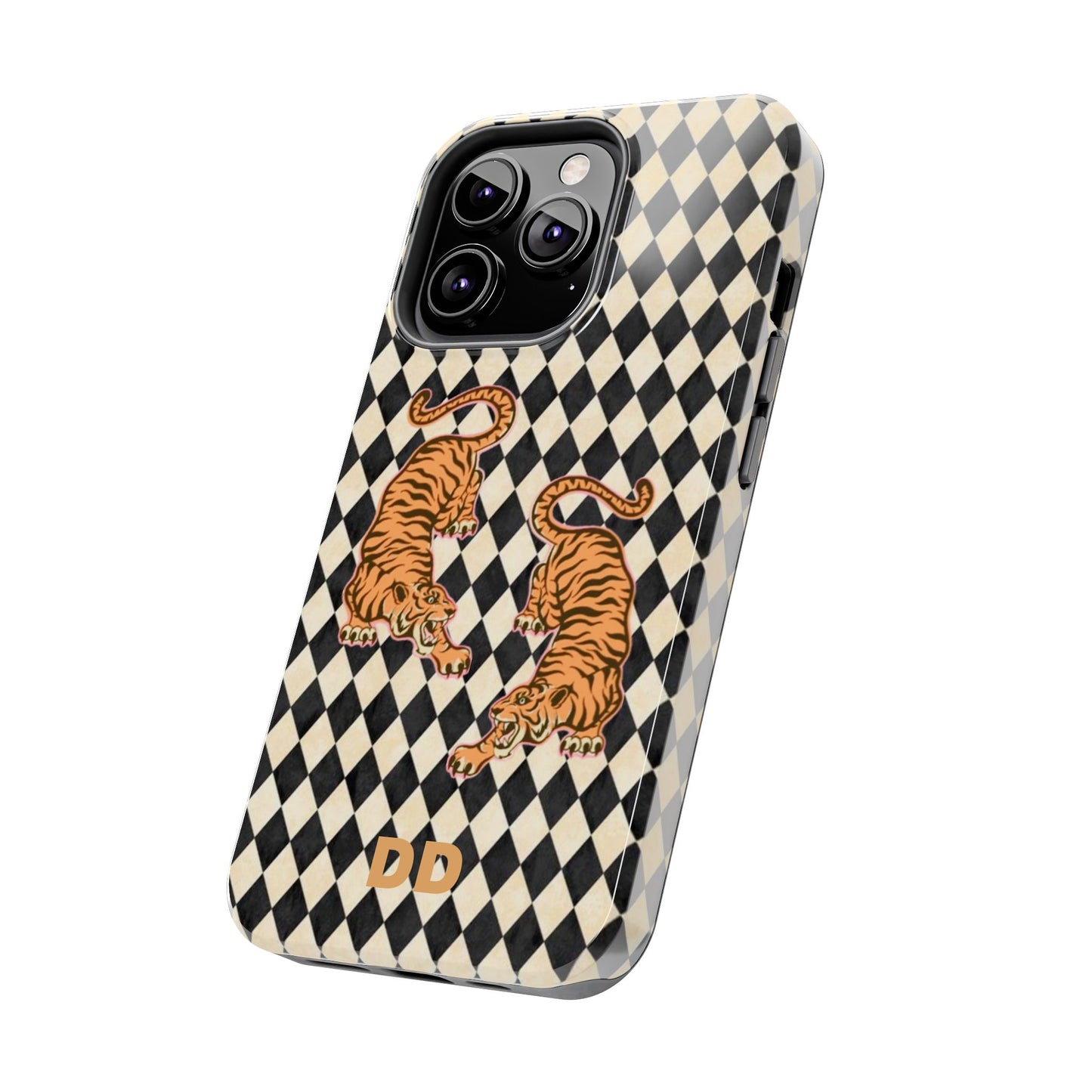Tigress Phone Case in Black & White Diamonds