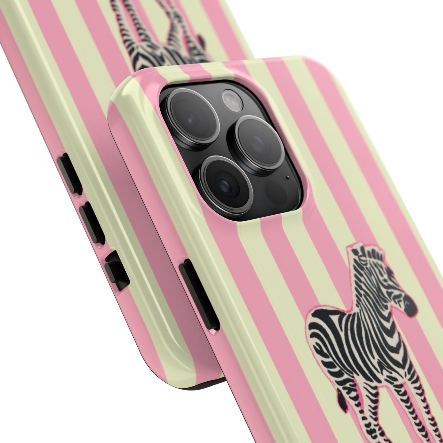 Zebra Phone Case in Pink & Crème Stripe