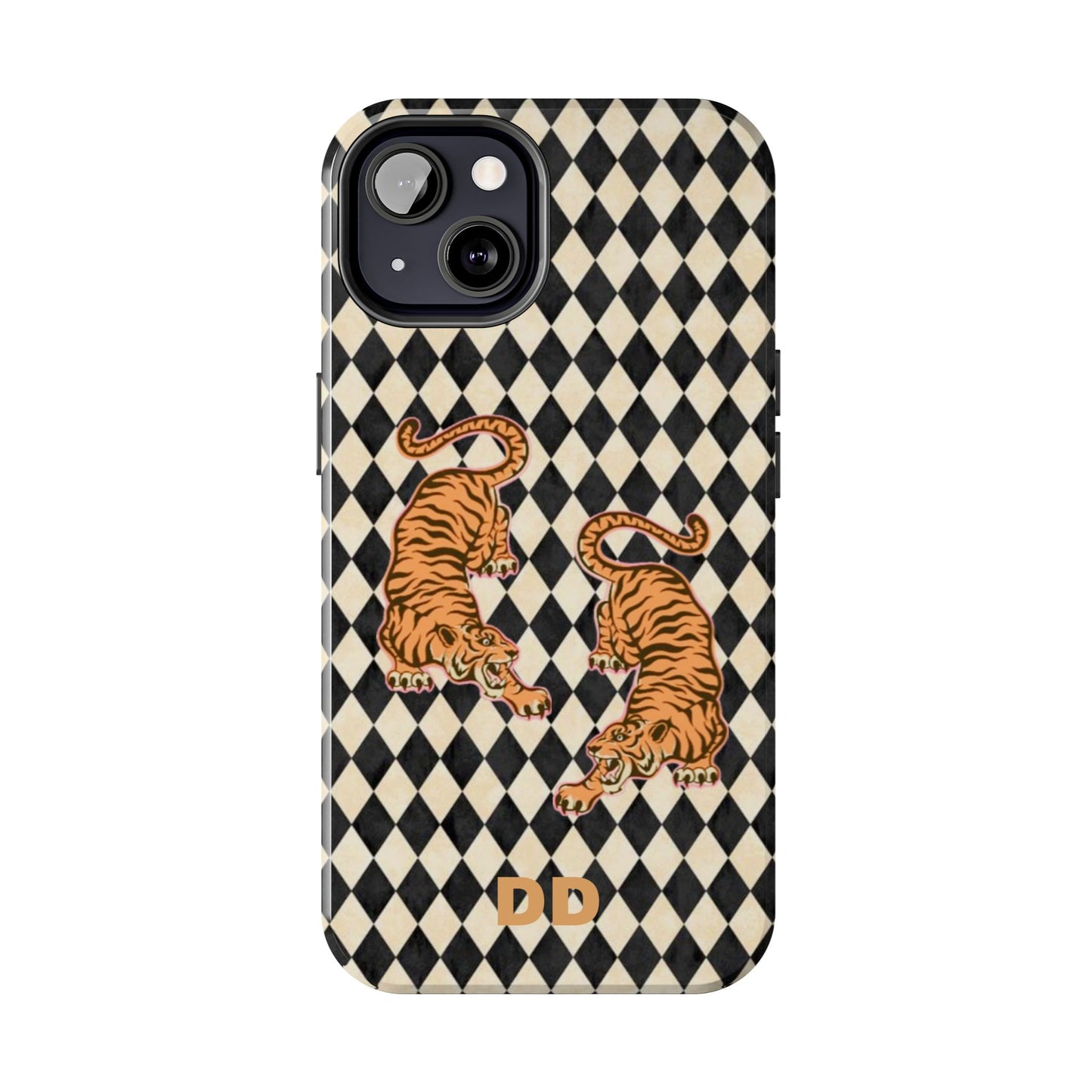 Tigress Phone Case in Black & White Diamonds