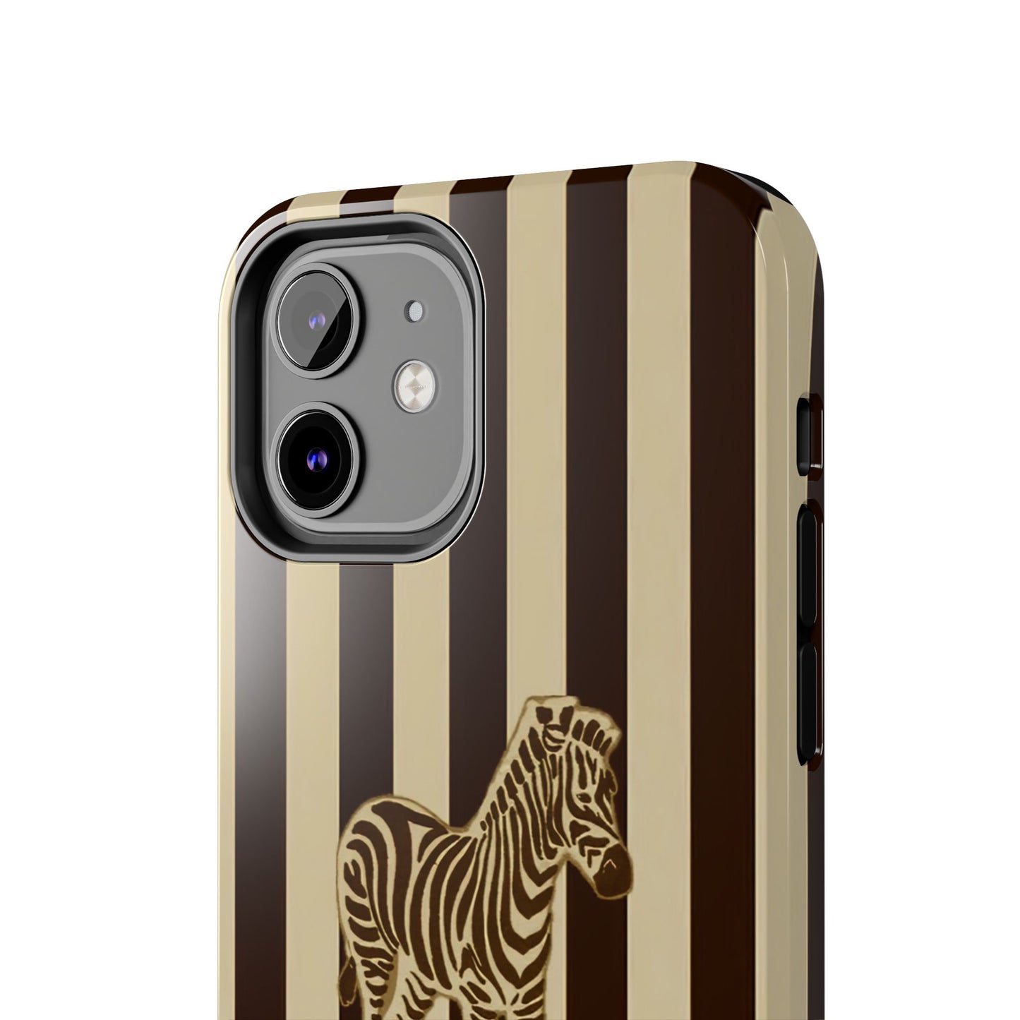 Zebra Phone Case in Charcoal & Crème Stripe