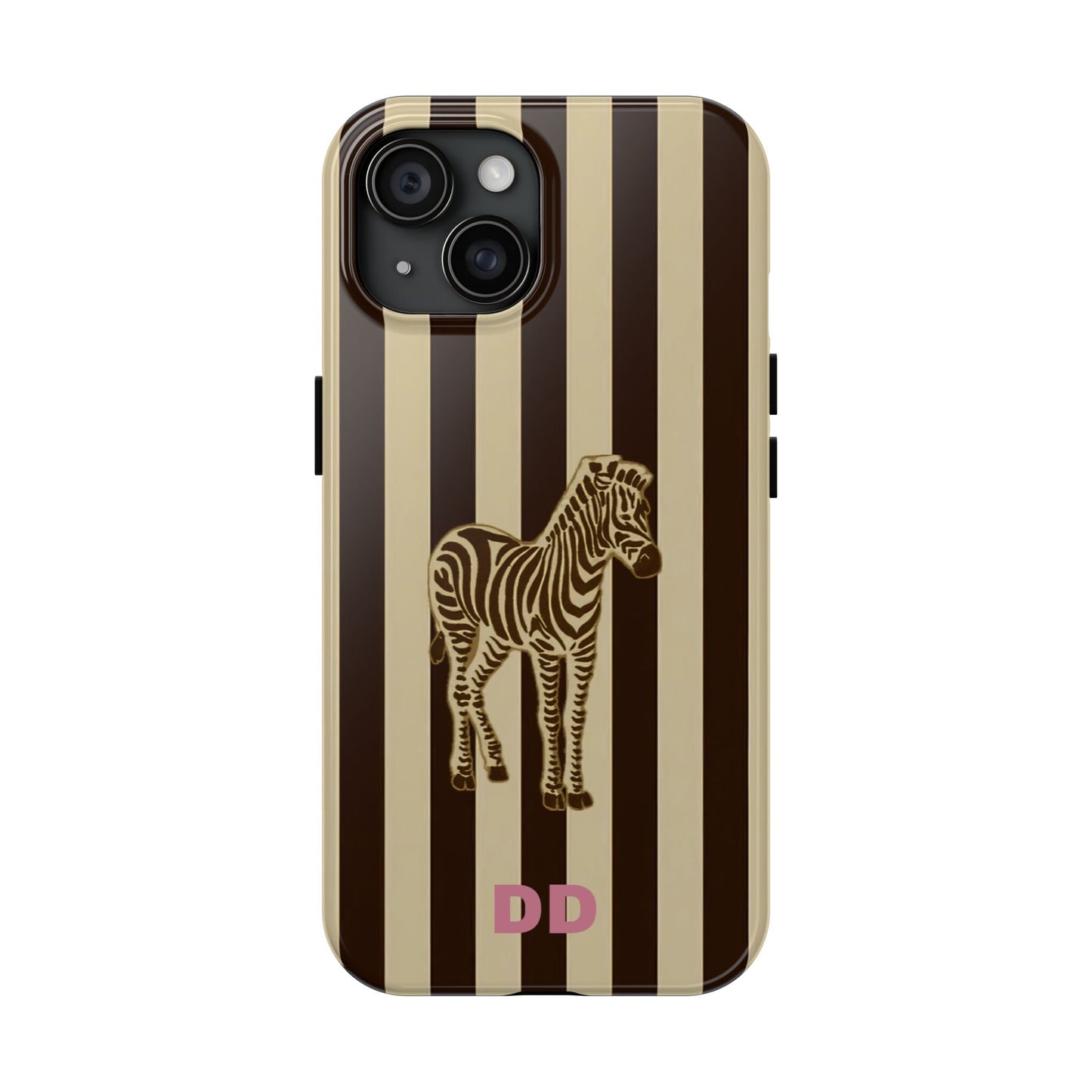 Zebra Phone Case in Chestnut & Crème Stripe