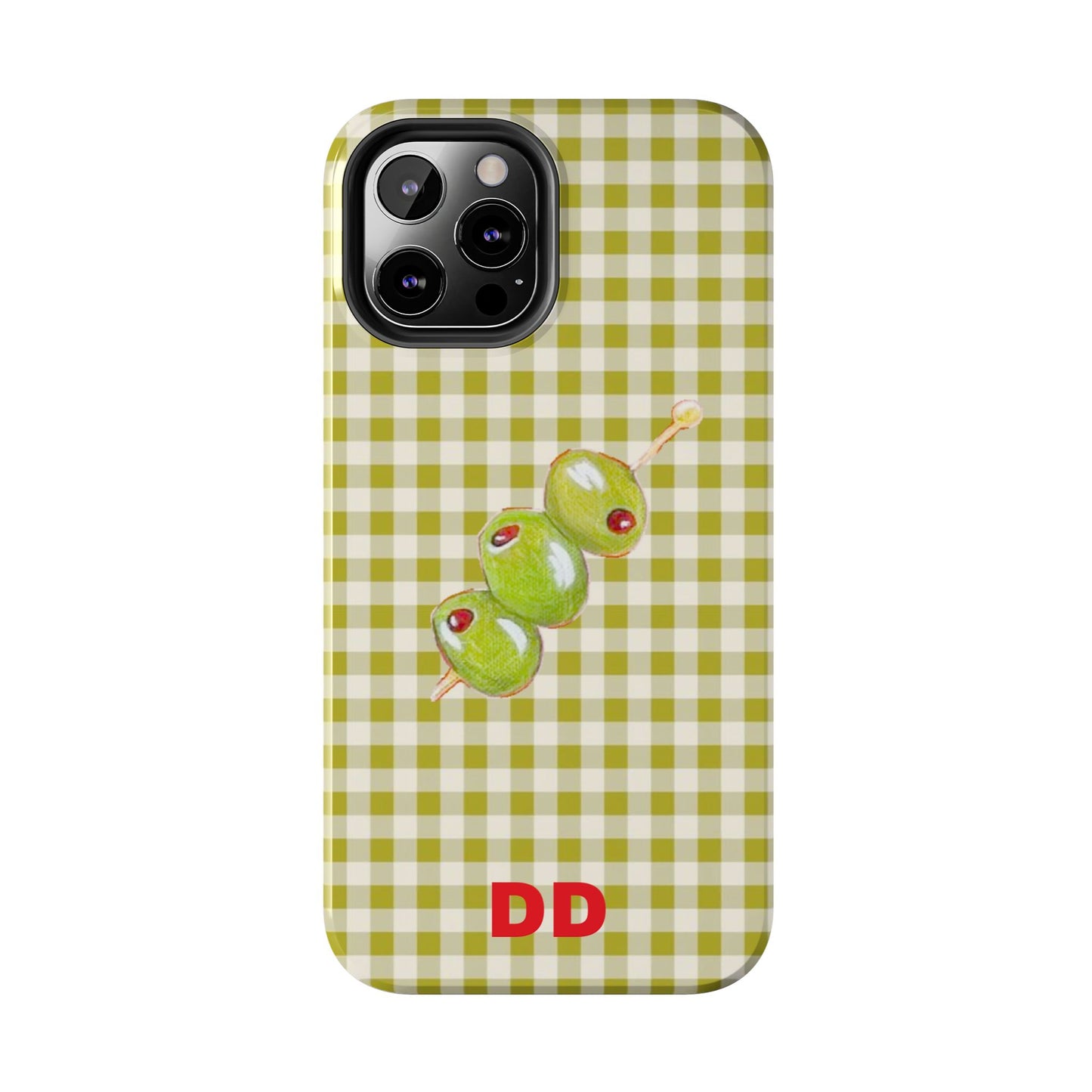 Olive Phone Case in Pear Green Checker