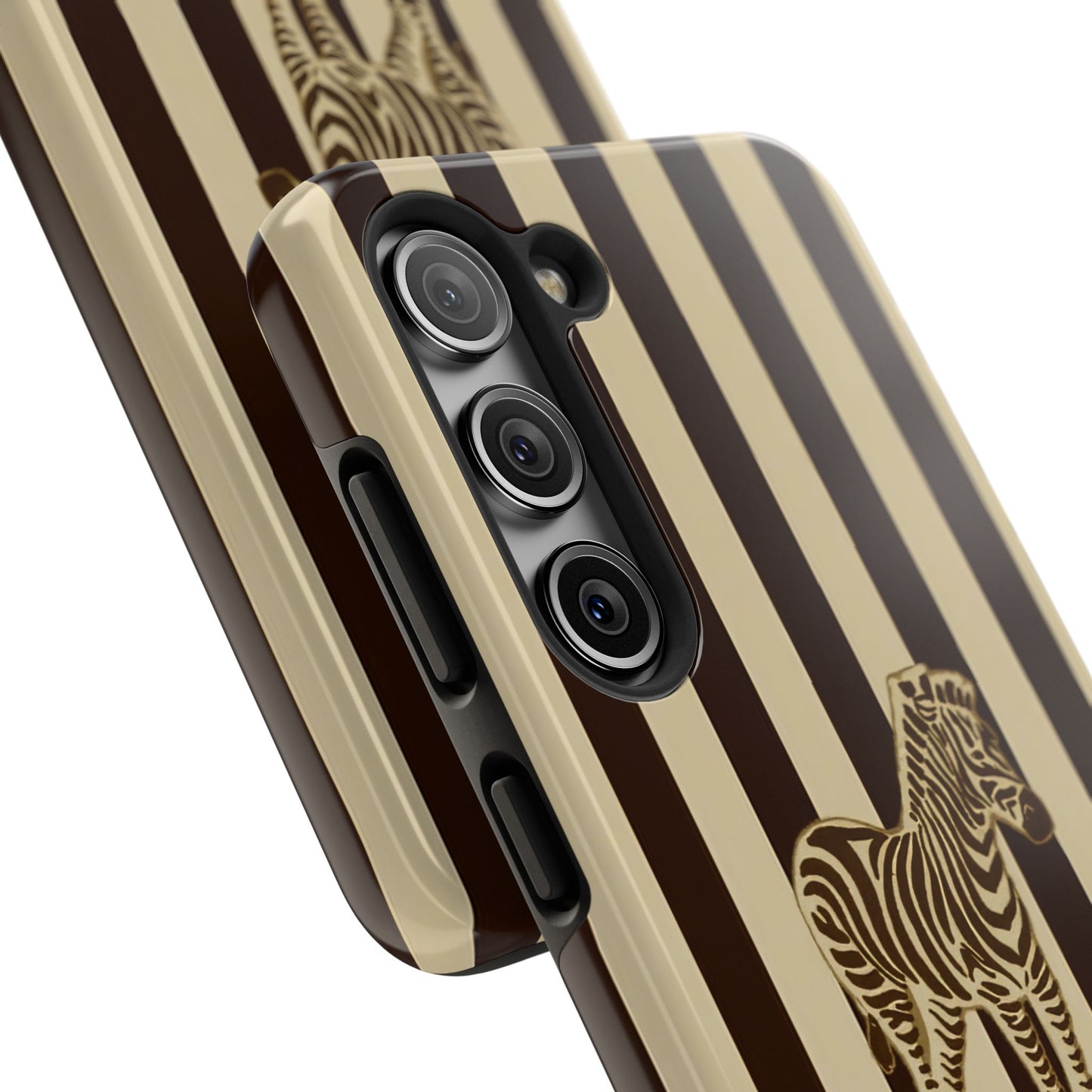 Zebra Phone Case in Chestnut & Crème Stripe
