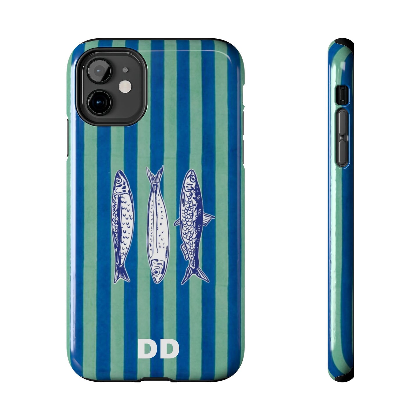Sardine Phone Case in Turquoise & Blue Stripe