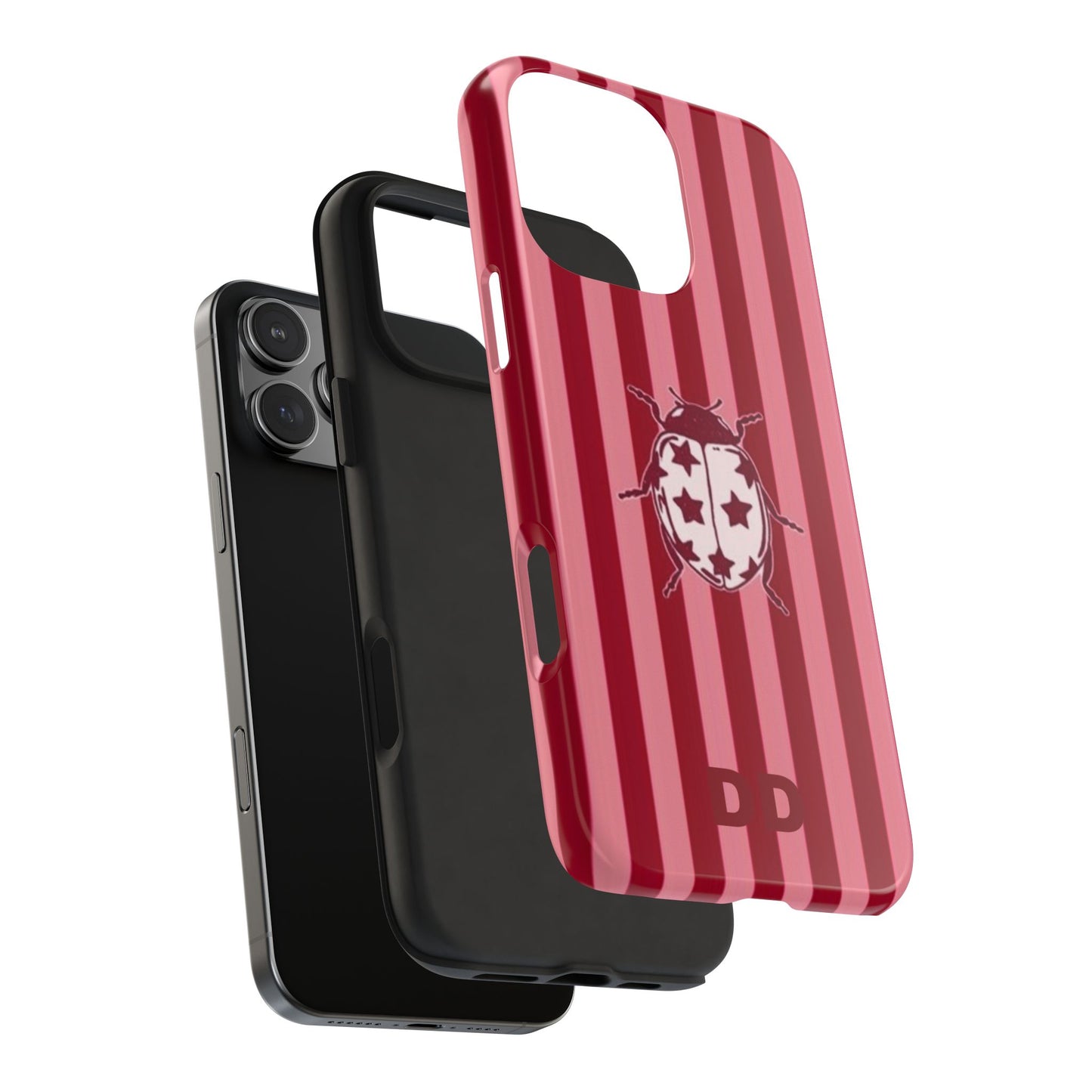 Ladybug Phone Case in Red & Pink Stripe