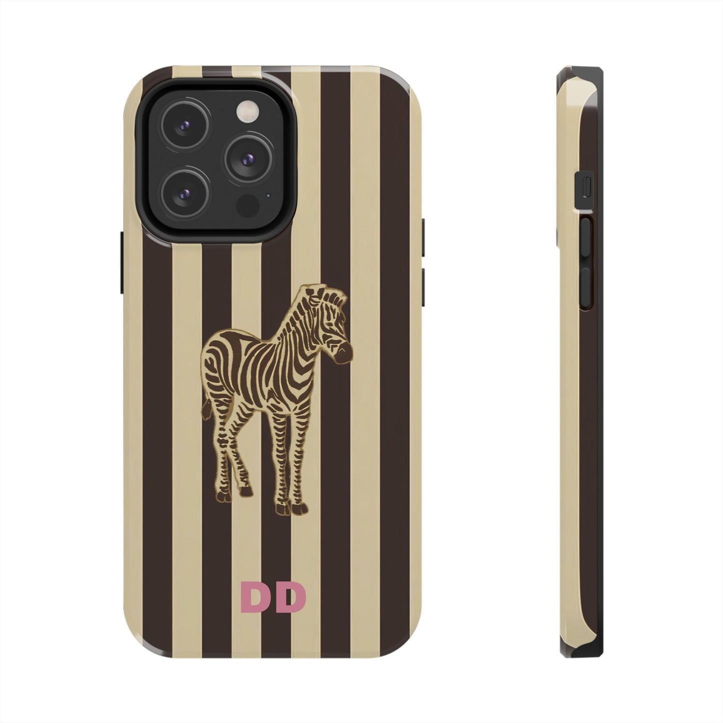 Zebra Phone Case in Charcoal & Crème Stripe