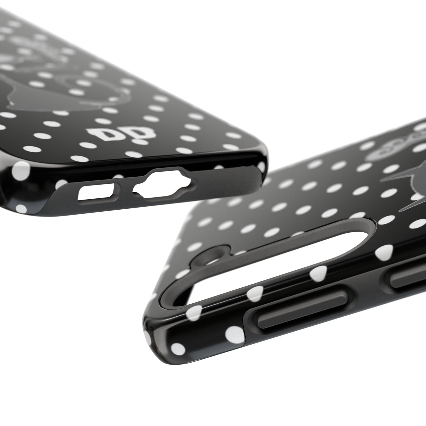Le Cat Phone Case in Black & White Polka Dots