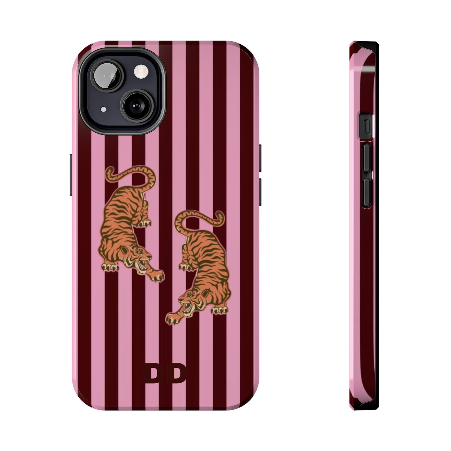 Tigress Phone Case in Burgundy & Pink