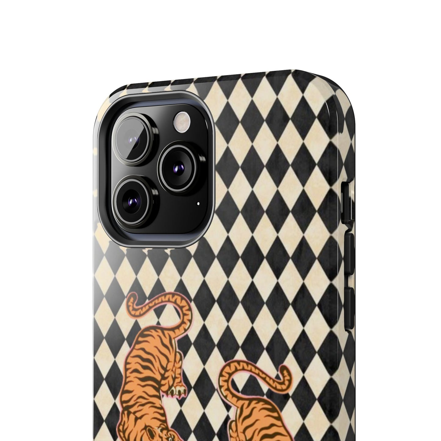 Tigress Phone Case in Black & White Diamonds